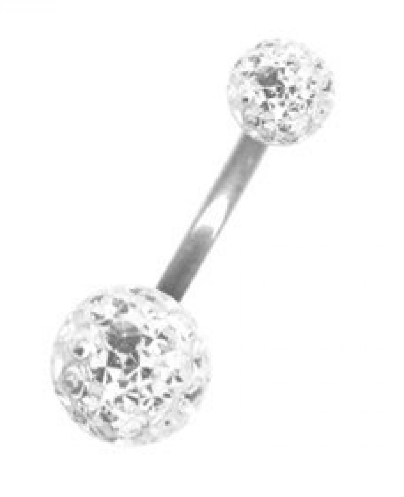 Titan G23 Bauchnabel Piercing Mit Swarovski Elements 5/8mm Kugeln Beschichtet- Weiss 