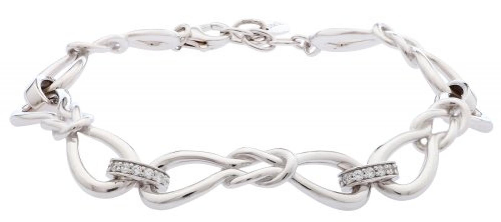 Esprit Damen Armband 925 Sterling Silber rhodiniert Glas Zirkonia love bend glam 18 cm weiß ESBR91178A180 