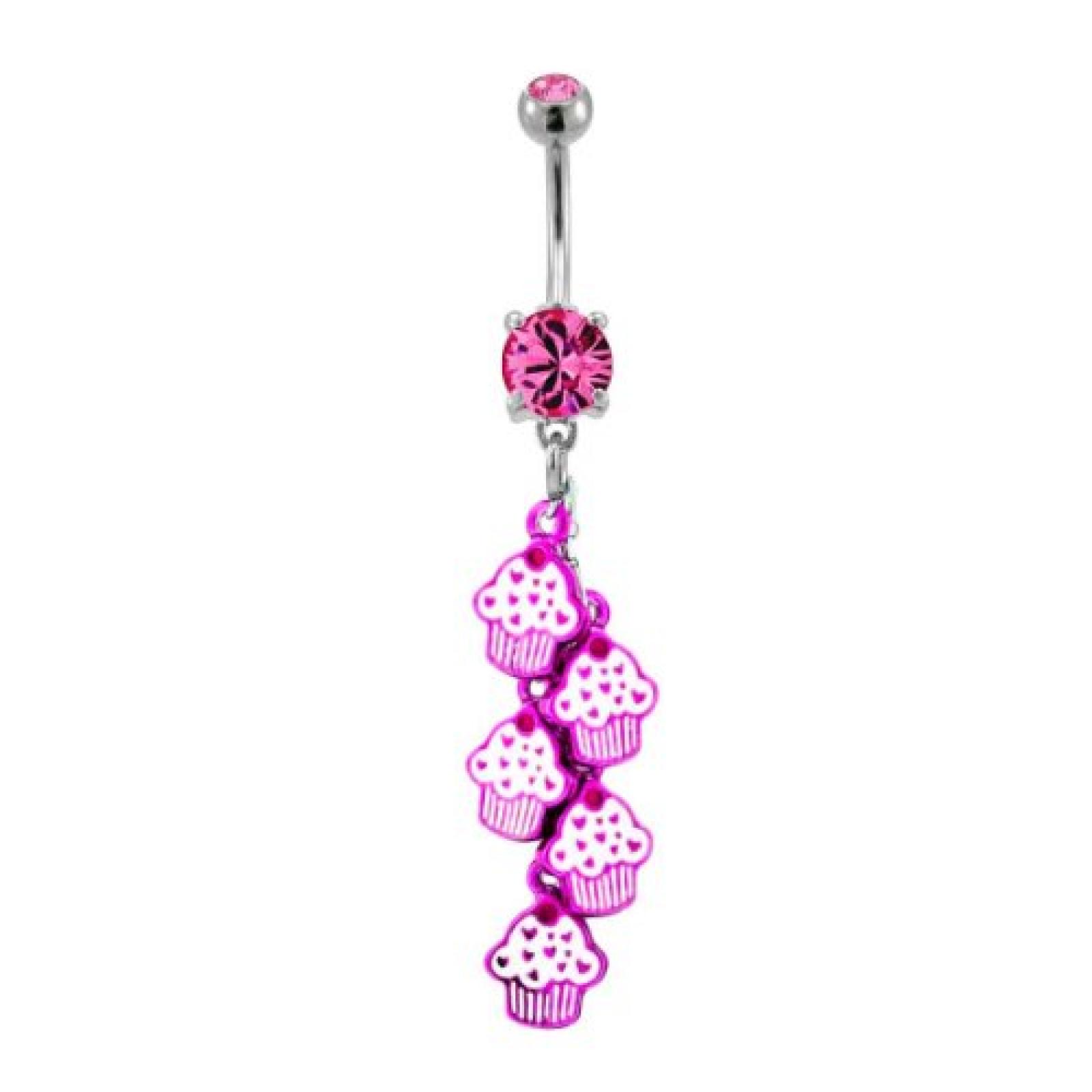 Metal Mafia Bauchnabelpiercing CHAINED PINK CUPCAKES 