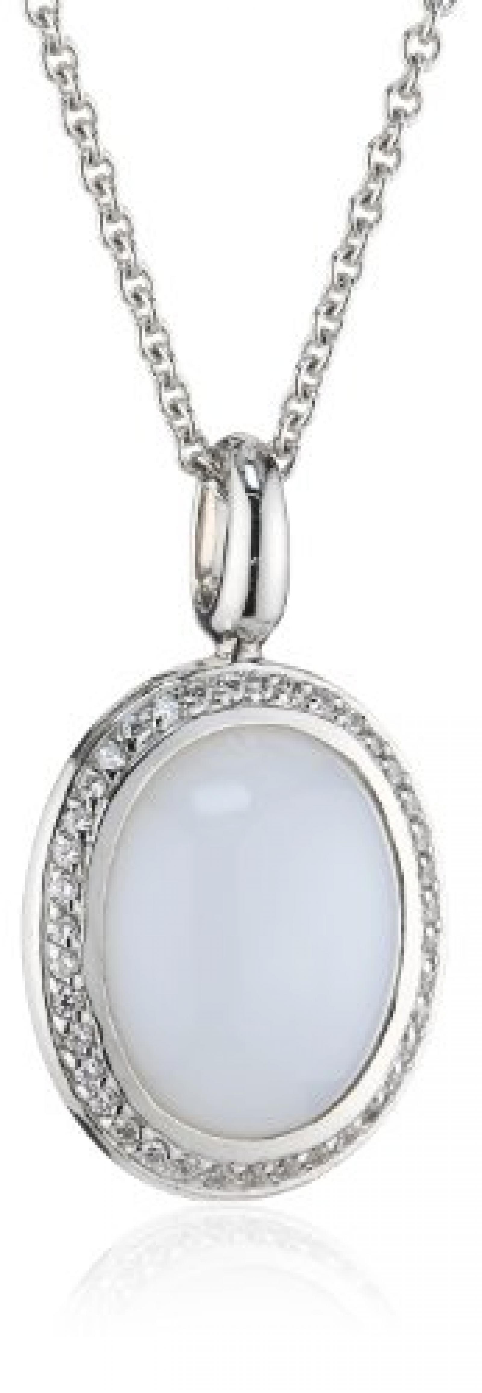 Viventy Damen-Kette mit Anhänger 925 Sterling Silber mit 39 Zirkonia in weiss und 1 Mondstein in weiss 763482 