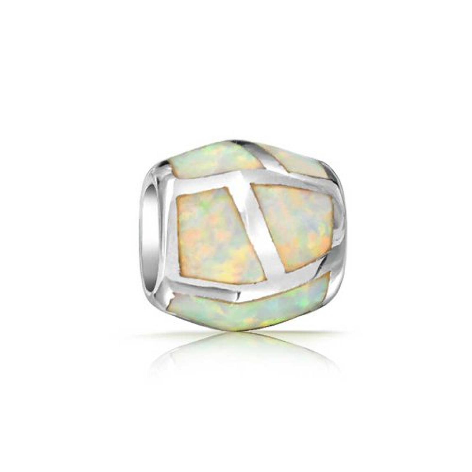 Bling Jewelry Weiß Opal Einlage Barrel Bead Pandora Kompatibel Sterling-Silber 
