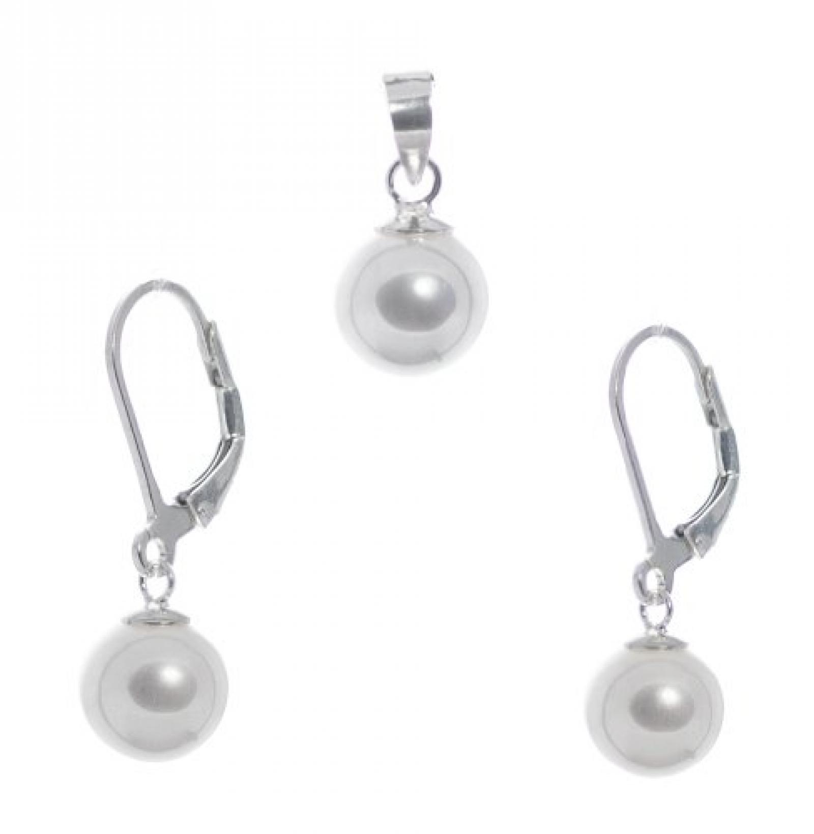 Bella Carina Damen Schmuck-Set Anhänger und Ohrringe mit Perle, 925 Sterling Silber 