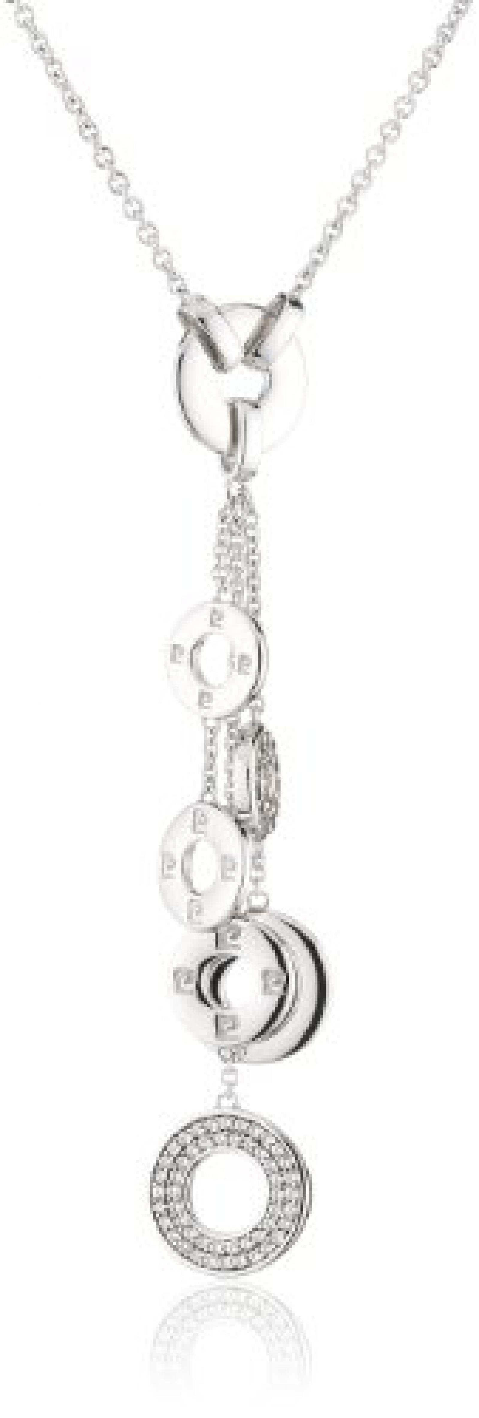 Pierre Cardin Damen Halskette 925 Sterling Silber rhodiniert Kristall Zirkonia Constellation 42 cm weiß PCNL90394A420 