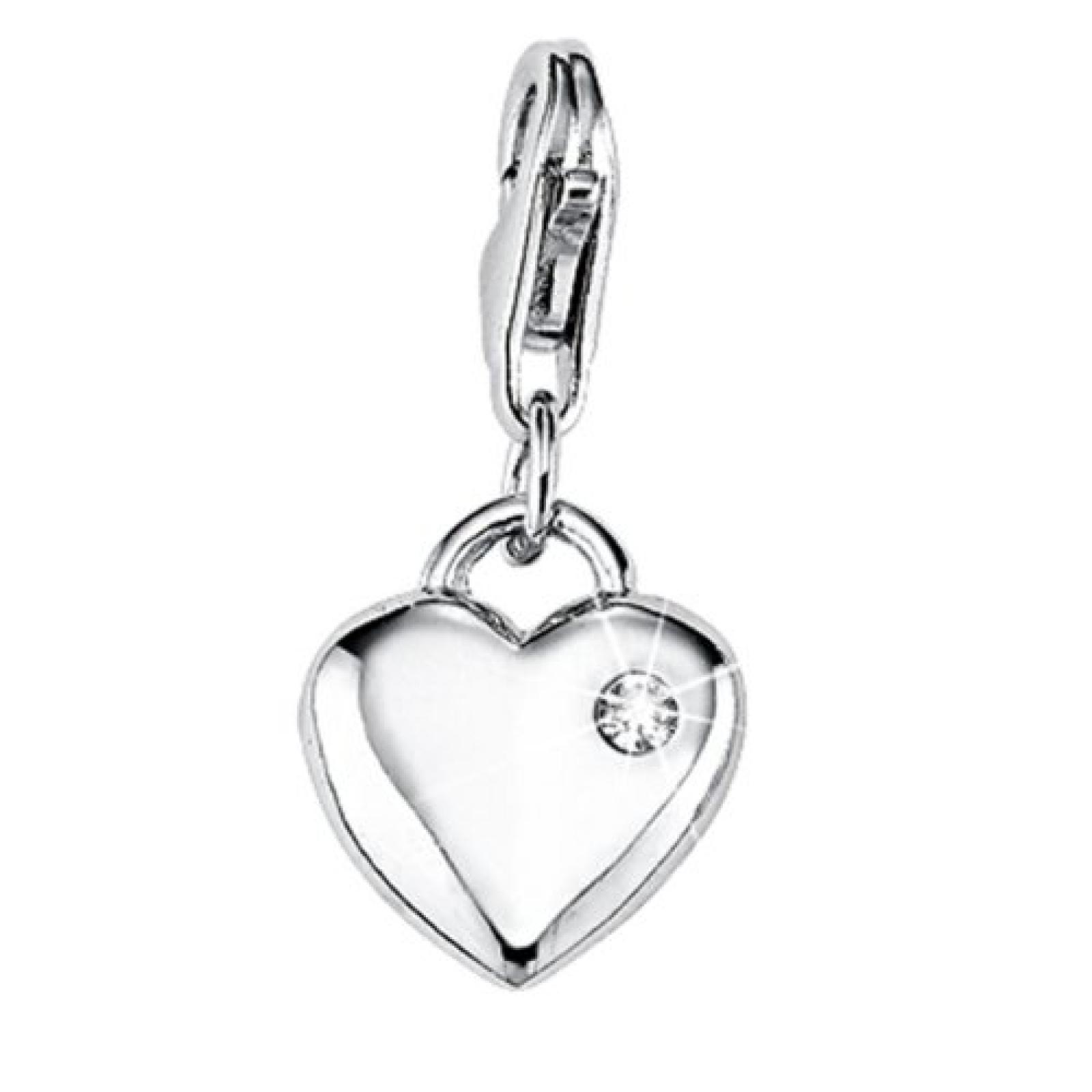 s.Oliver Damen-Charm 925 Sterling Silber Herz Zirkonia synth. Länge ca. 12 mm 385725 