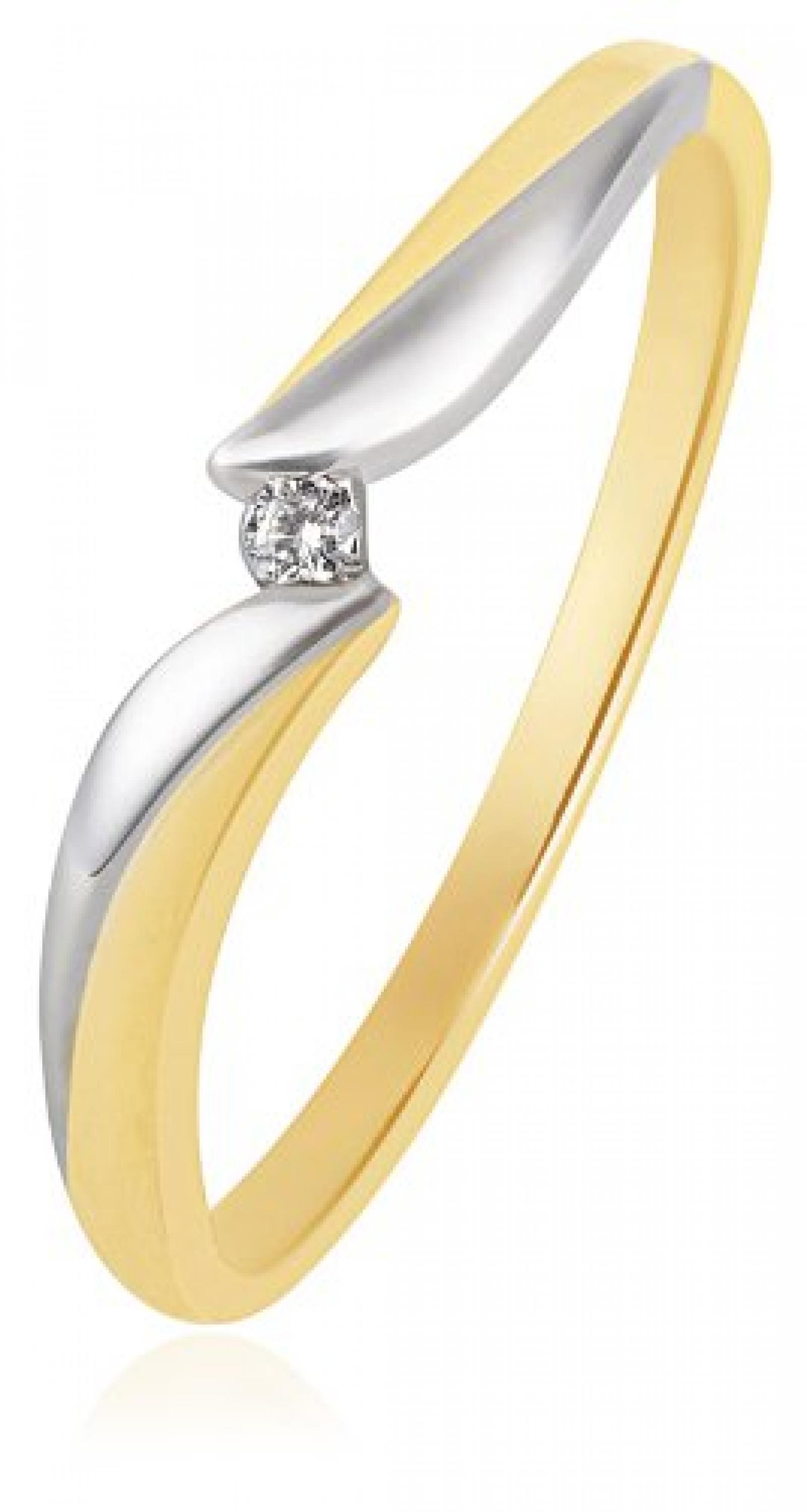 Goldmaid Damen-Ring Bicolor 585 Gold 1 Brillant 0,02 ct. So R3244BI 