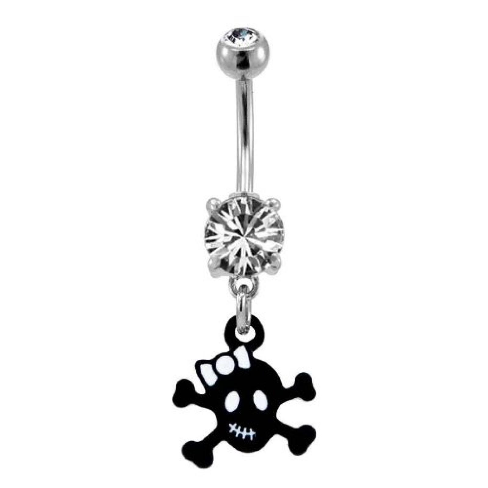 Metal Mafia Bauchnabelpiercing BLACK SKULL WITH BOW 