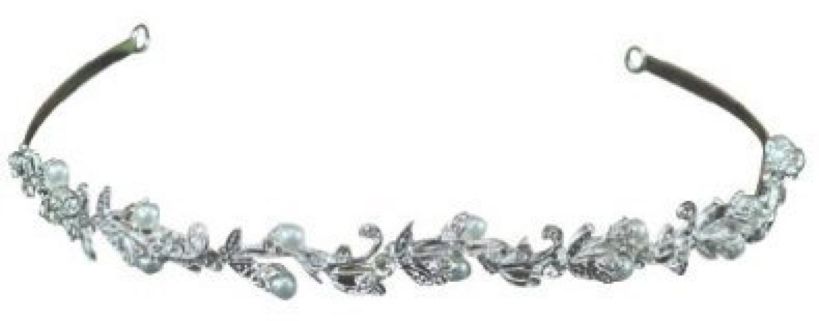 Silber Blumen Blume Perle Kristall Strass Stirnband Braut Hochzeit Abschlussball Tiara Diadem (14cm x 1.6cm) mit PreciousBags Schutz-Staubbeutel 