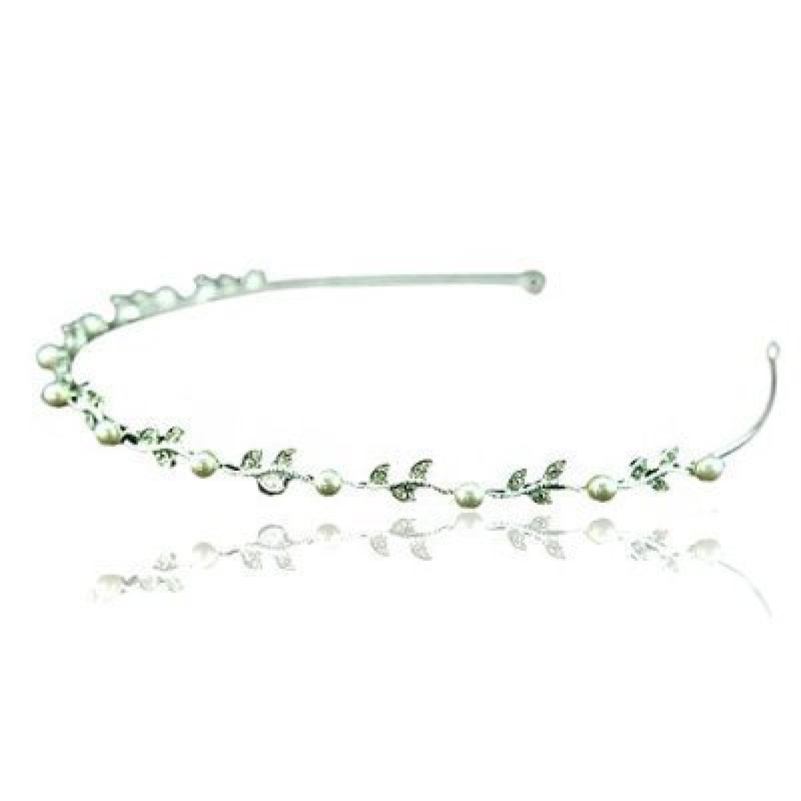 Kristall und Silber Perle Zierlich Stirnband Haarschmuck Diadem Tiara Brautschmuck 