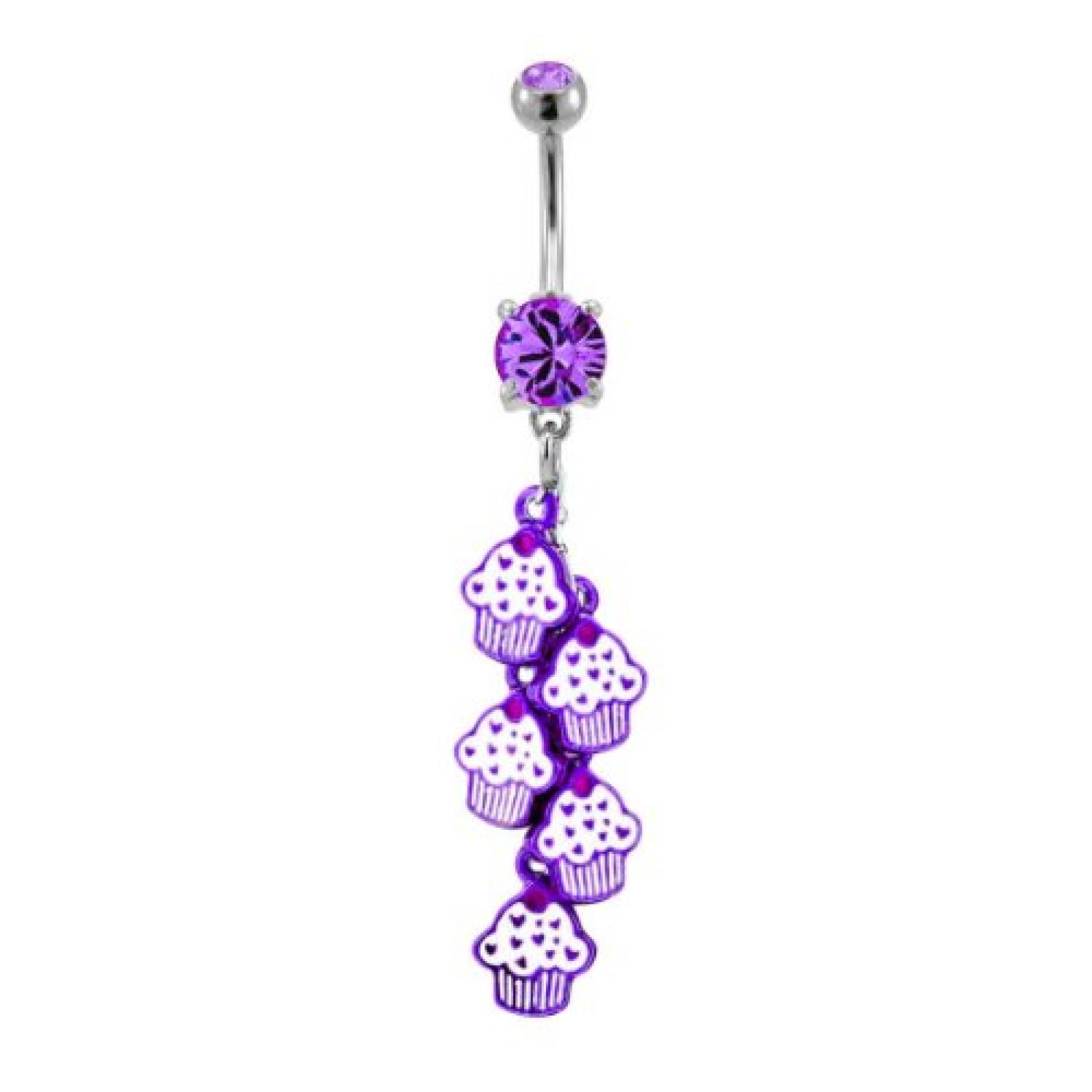 Metal Mafia Bauchnabelpiercing CHAINED PURPLE CUPCAKES 