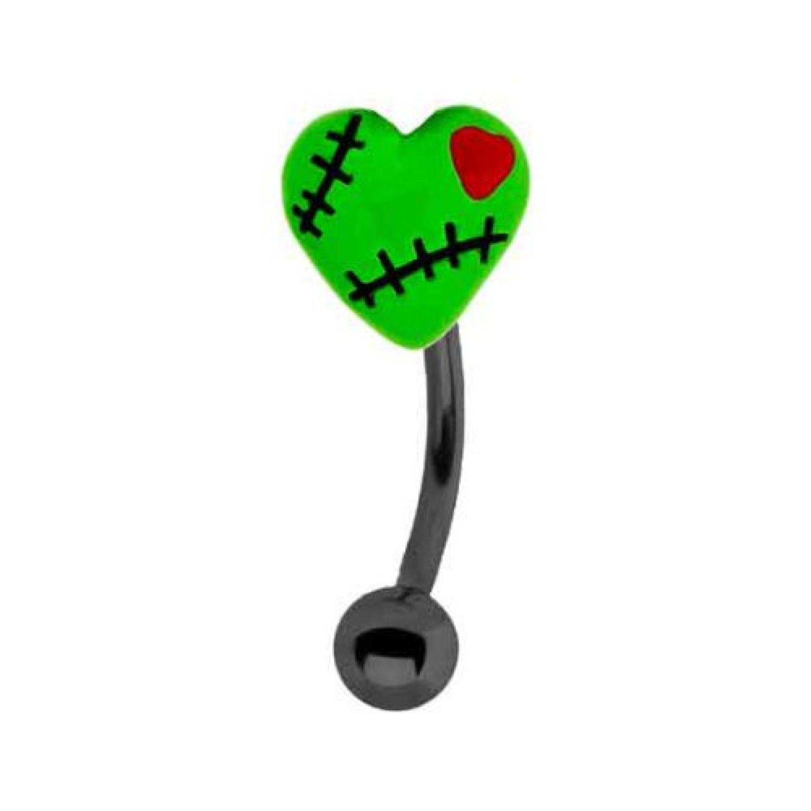 Metal Mafia Augenbrauenpiercing GREEN ZOMBIE HEART 