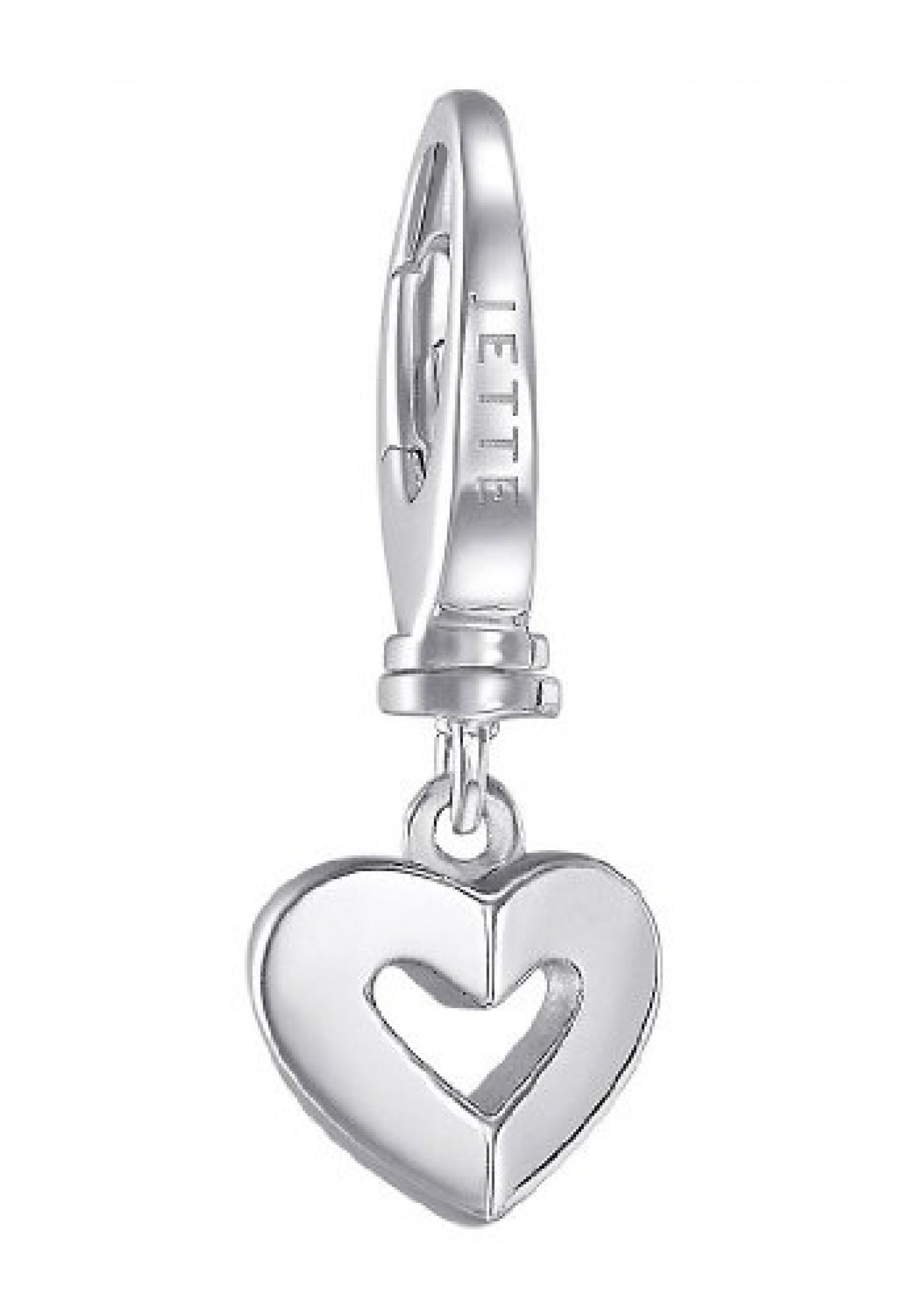 JETTE Charms Damen-Charm Mini Charm Herz 925er Silber One Size, silber 