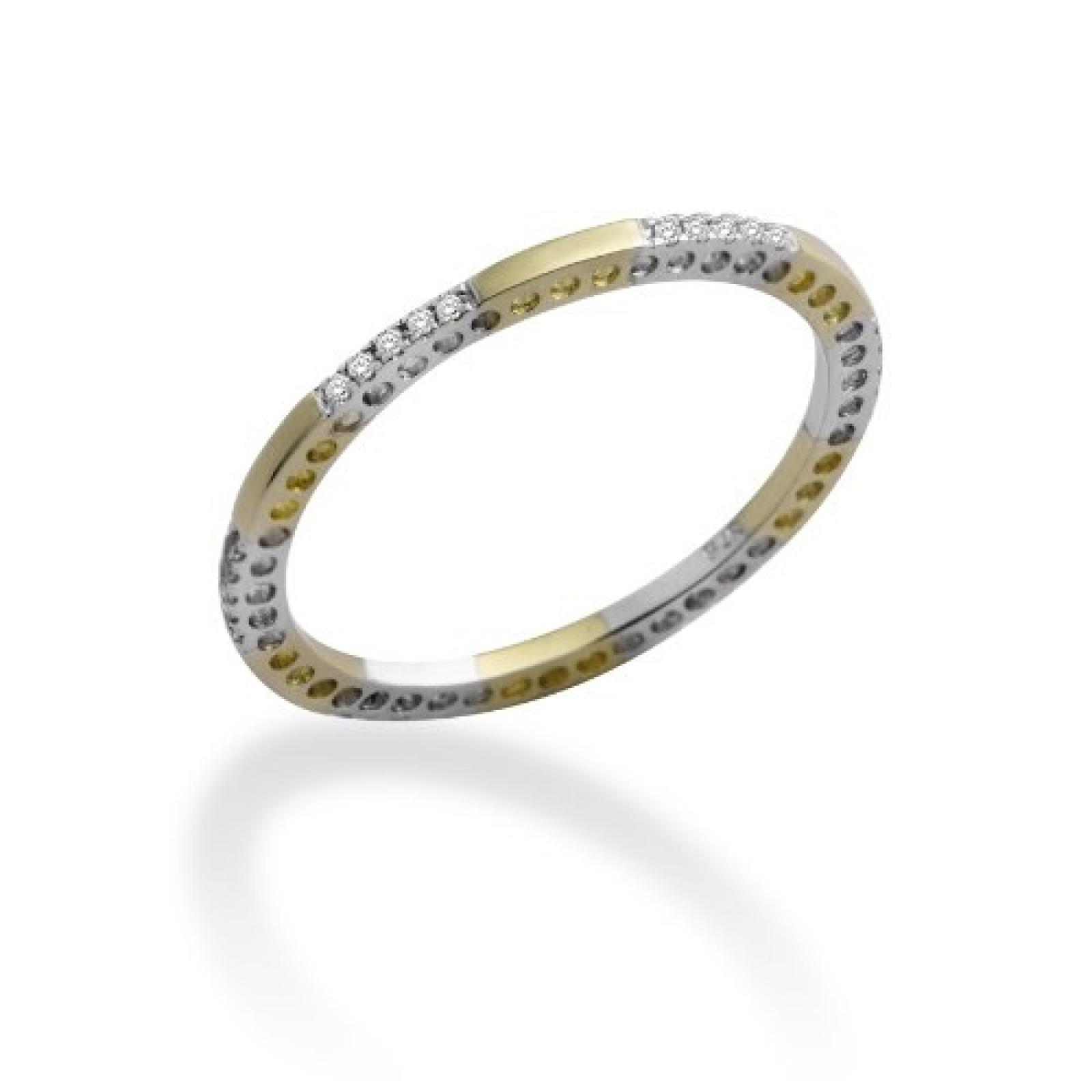 Miore Damen-Ring Memoire 9 Karat (375) Weiß-/Gelbgold mit 0.09ct Brillanten MP9070R 