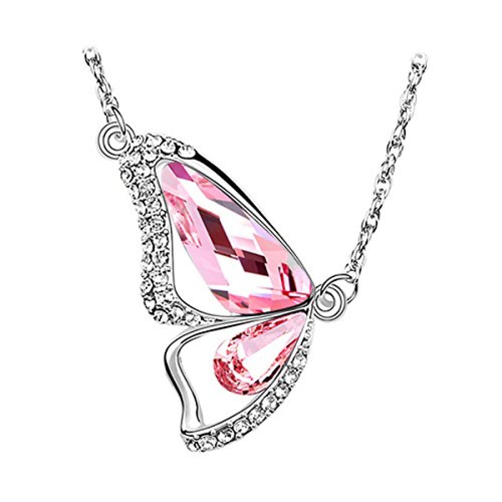 Le Premium® Brechen Cocoon Schmetterling Halskette MADE WITH SWAROVSKI® ELEMENTS Licht Rosa kristalle 