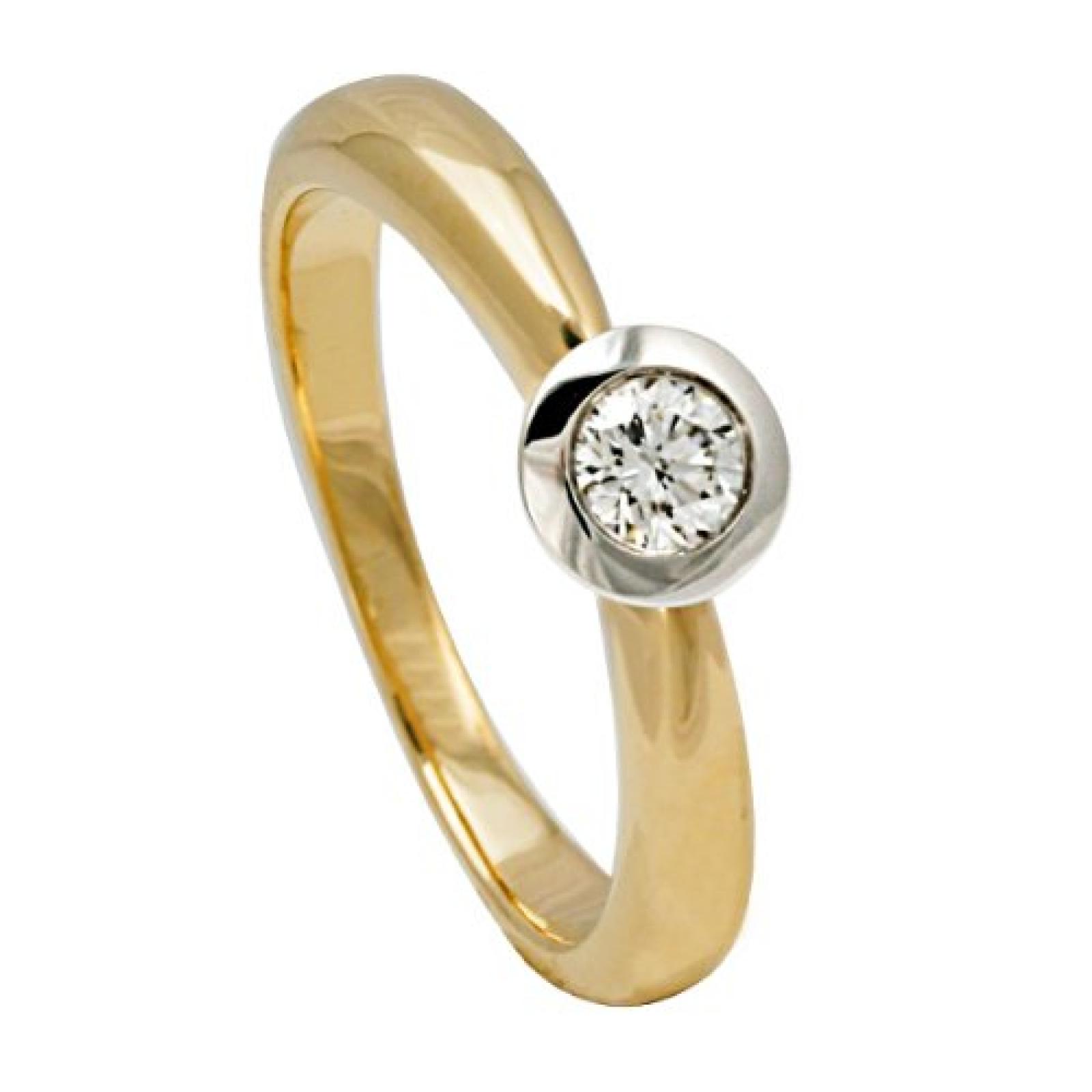 Bella Donna Damen-Ring 585 Bicolor 1 Diamant 0.25 ct. weiß Lupenrein 