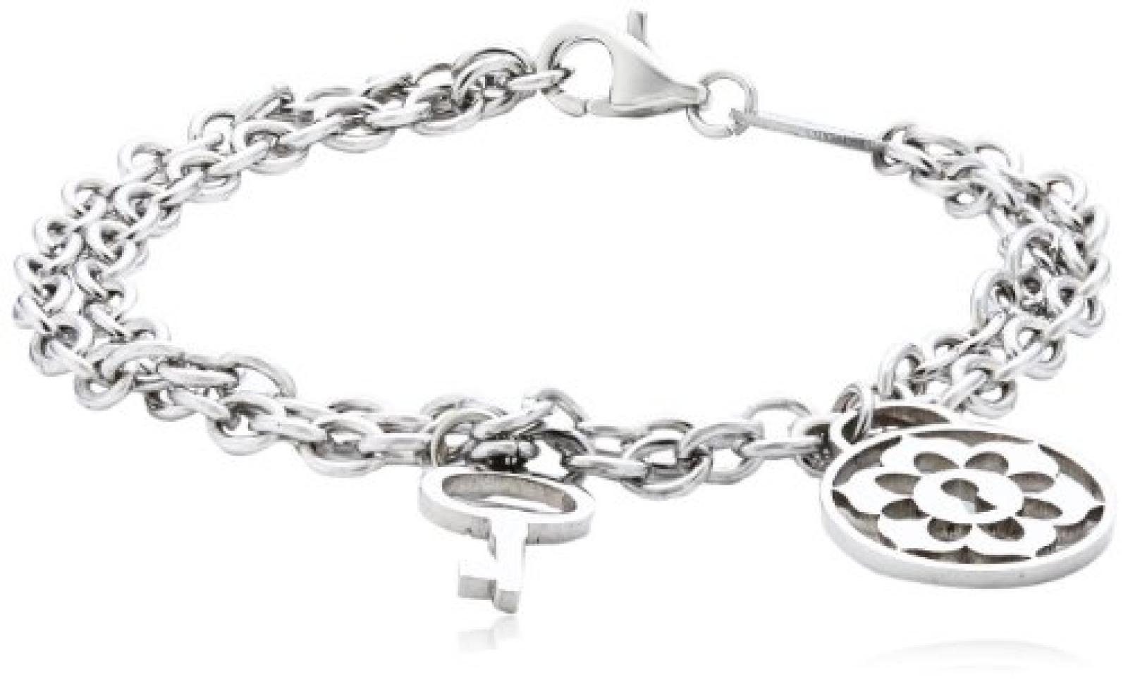 Nomination Damen-Armband Secrets Stahl mit 2 Anhängern (Schlüssel Hängeschloss) 024715/004 