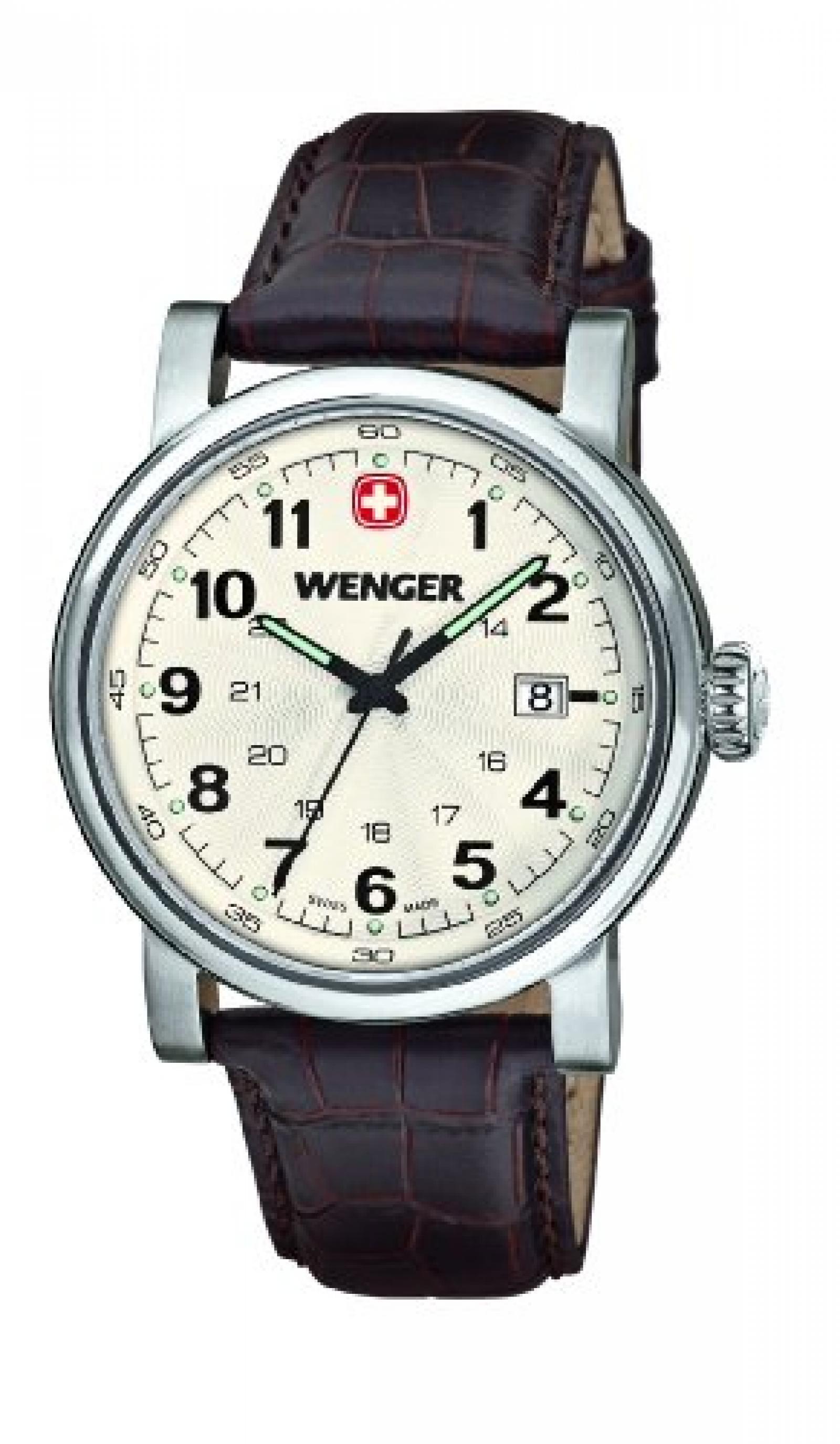 Wenger Herren-Armbanduhr XL Urban Classic Analog Quarz Leder 01.1041.101 