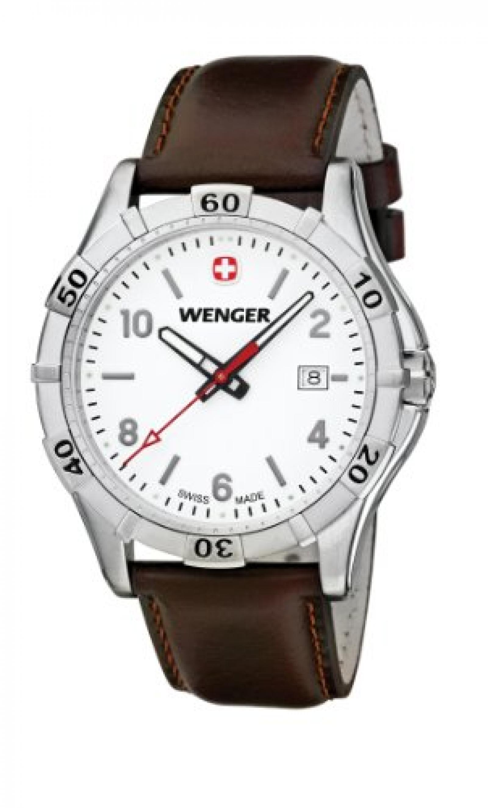 Wenger Herren-Armbanduhr XL Platoon Analog Quarz Leder 01.9411.101 