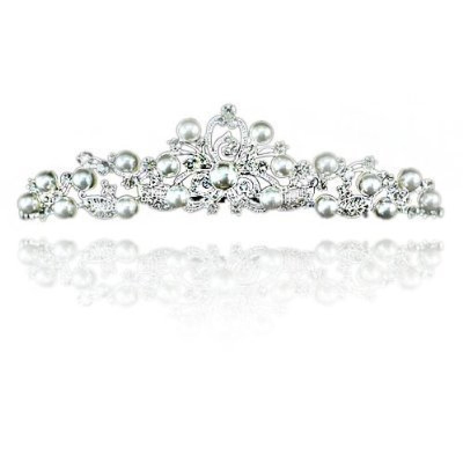 Braut Jahrgang Perle und Kristall Strass Diadem Tiara Brautschmuck Haarschmuck 