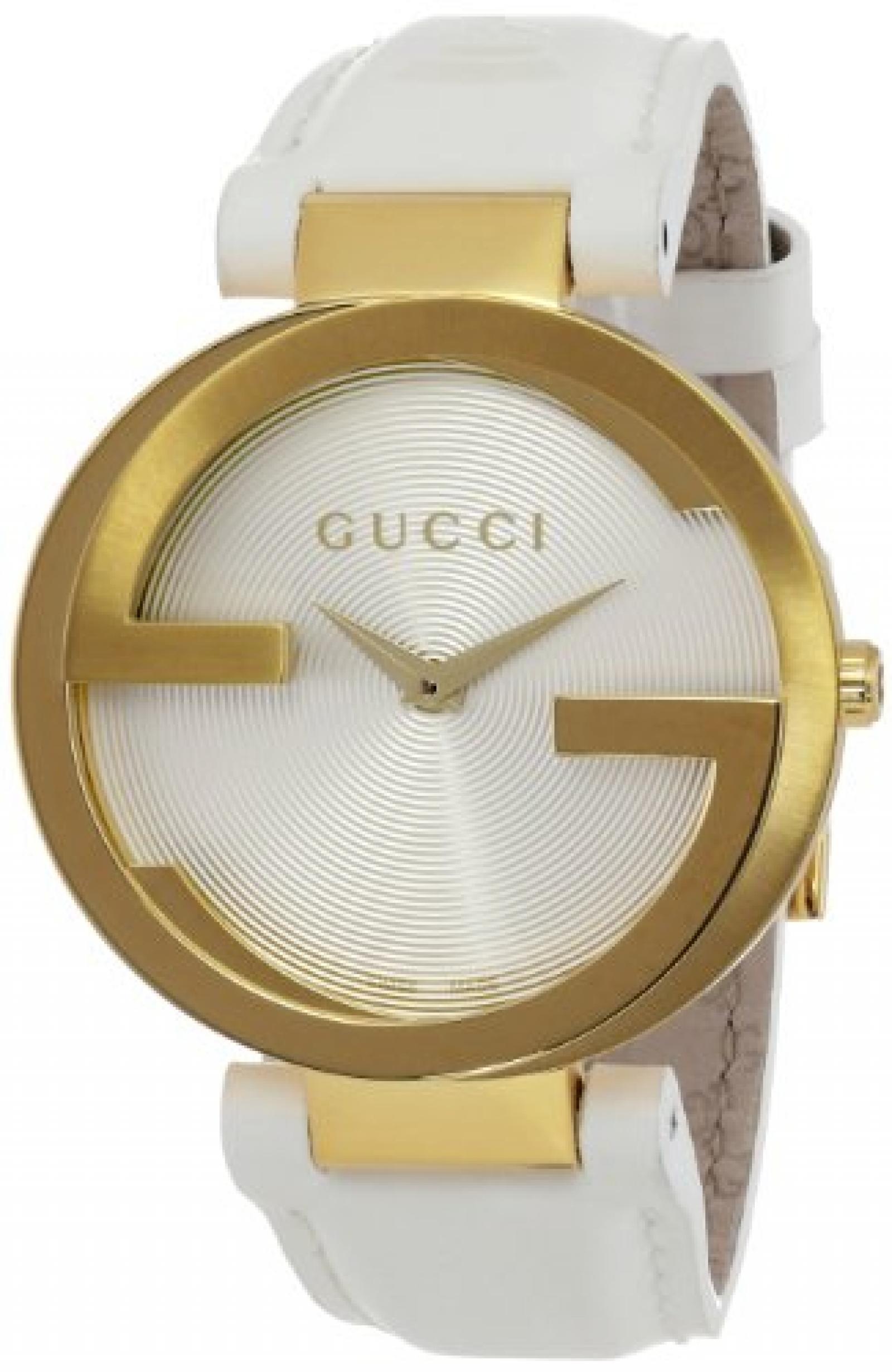 Gucci Damen-Armbanduhr INTERLOCKING Analog Quarz Leder YA133313 
