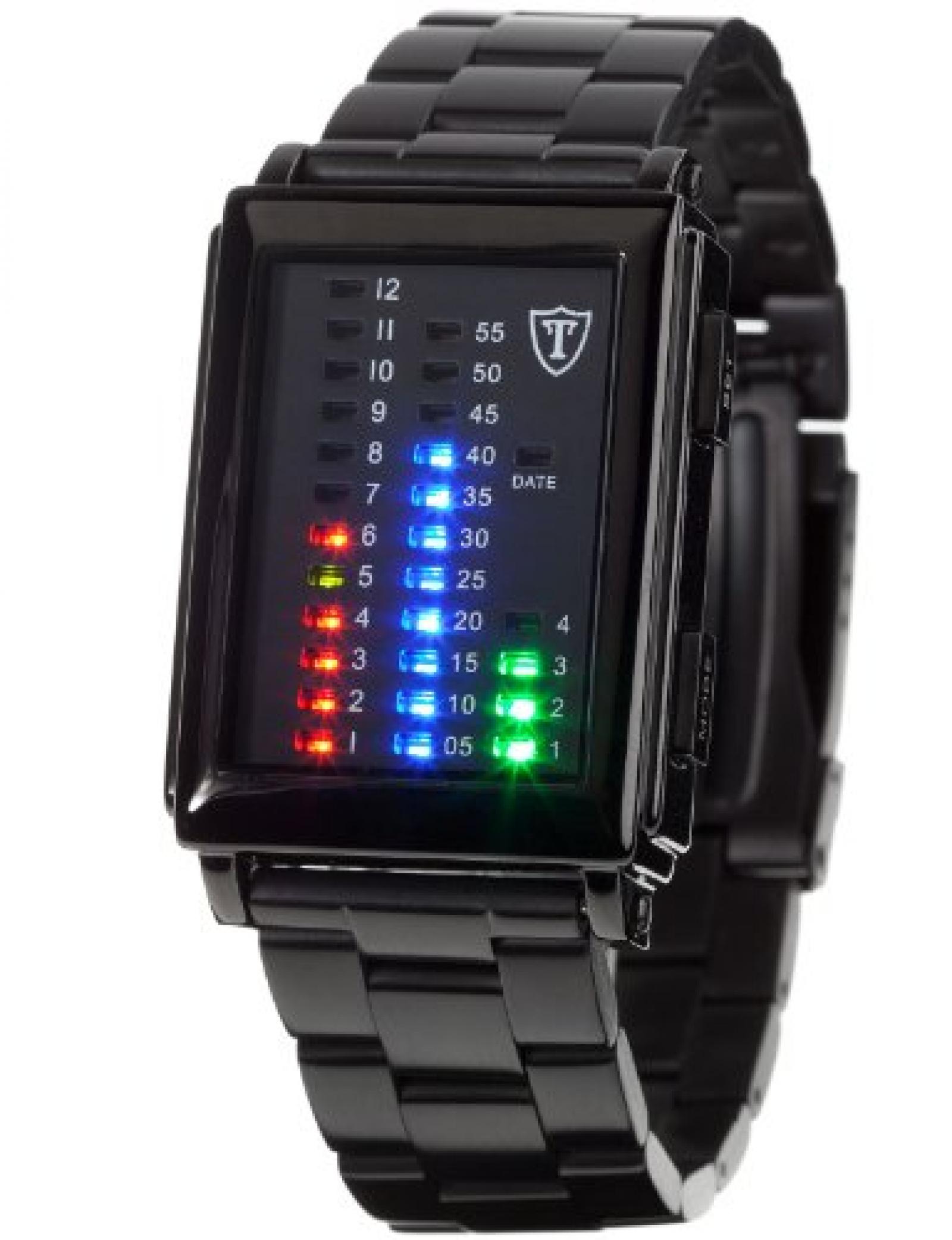 DeTomaso Trend LED-Uhr Spacy-Timeline Edelstahlarmband Schwarz G-30723B 