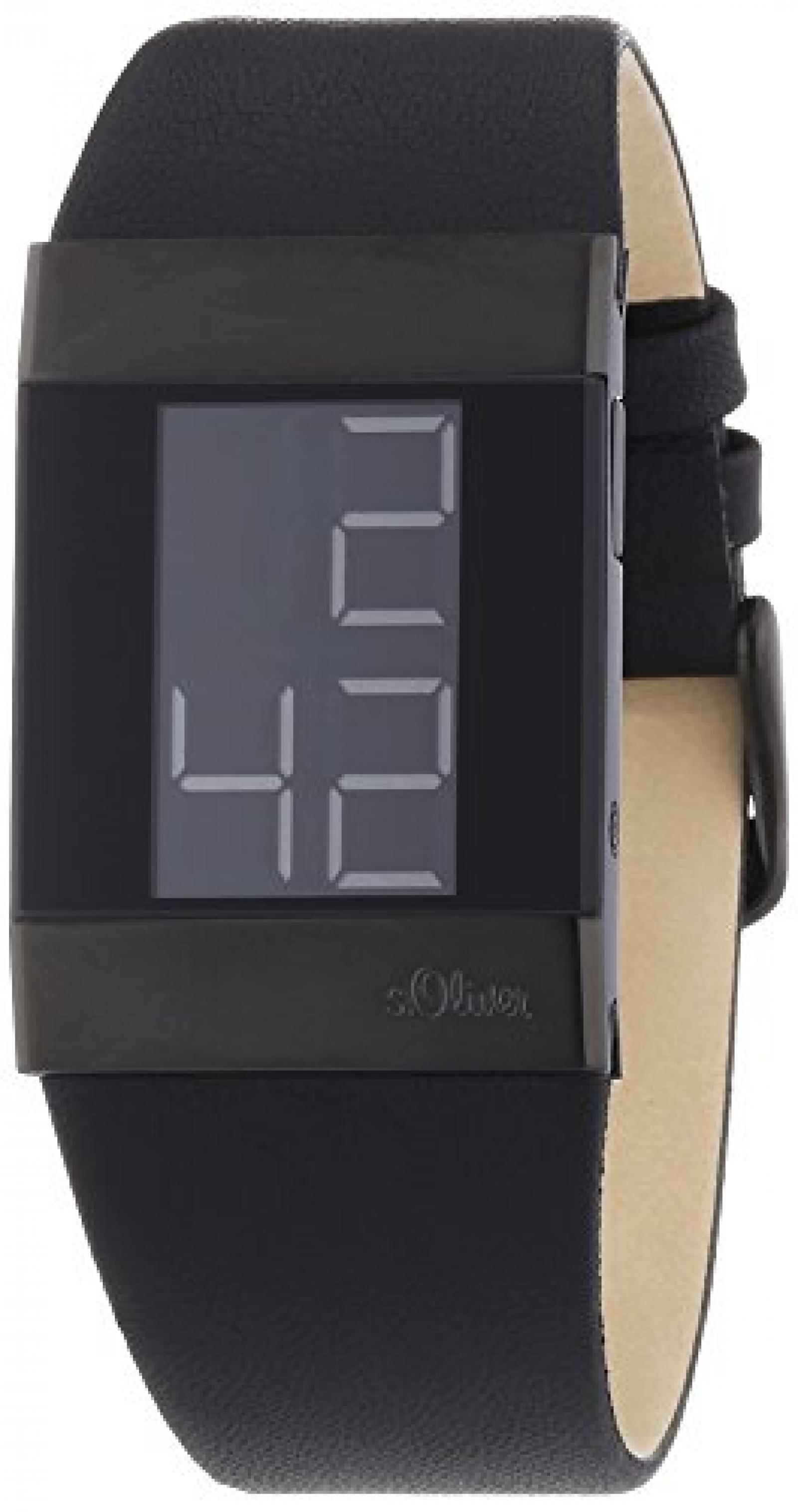 s.Oliver Herren-Armbanduhr Digital Leder SO-2421-LD 