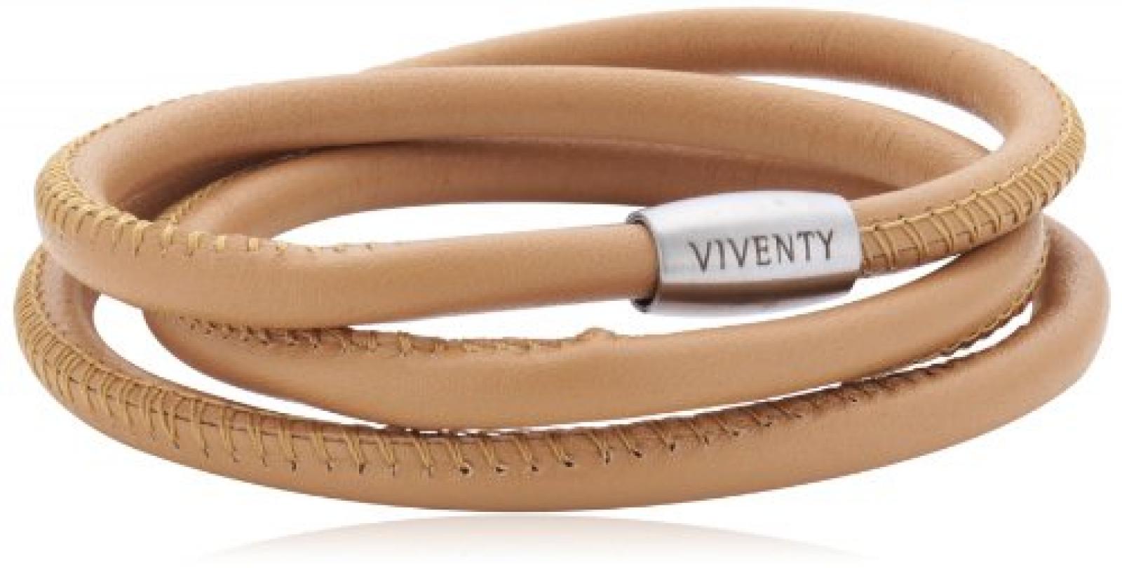 Viventy Unisex Armband Leder 3x gewickelt. in kamel 59cm 764047 