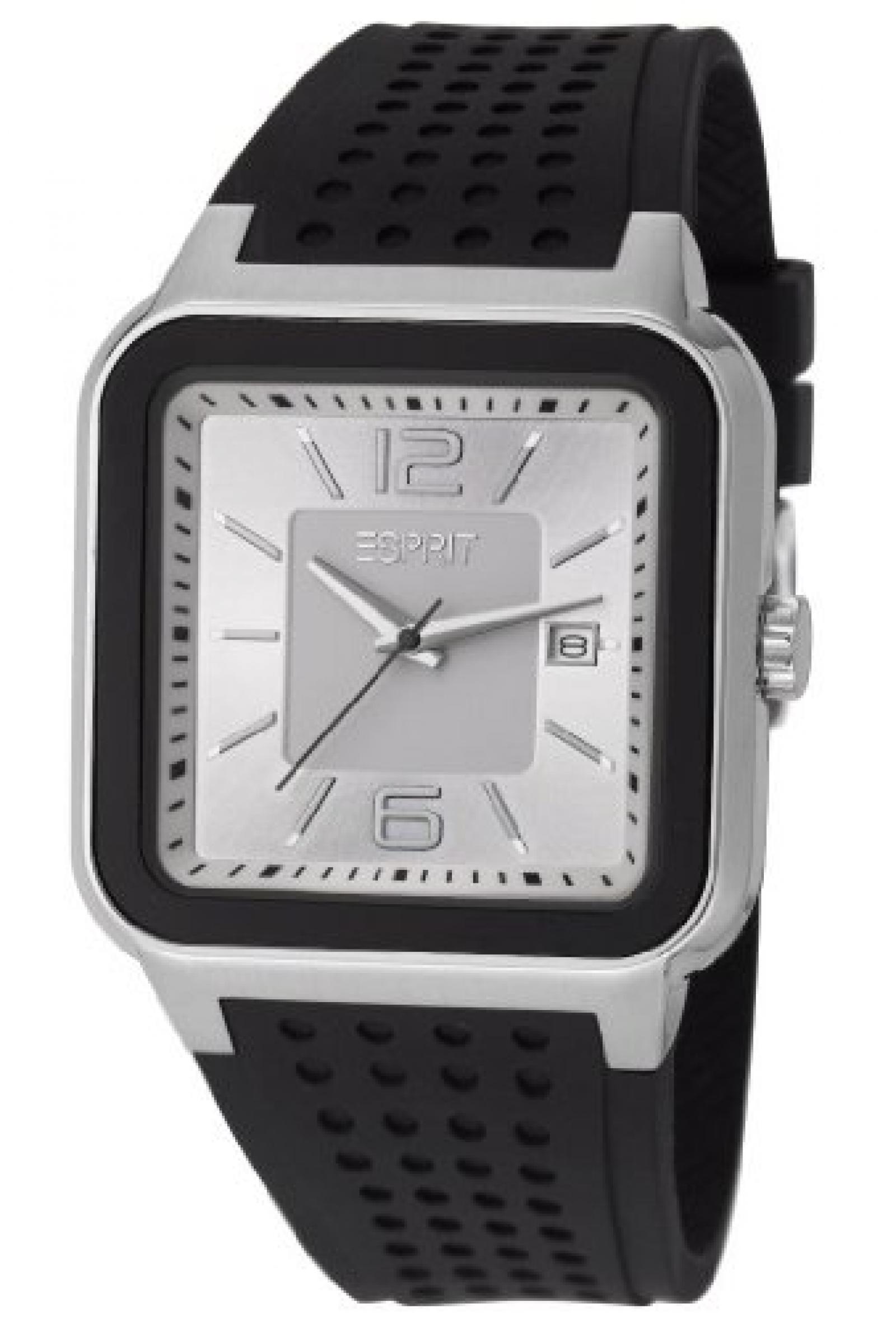 Esprit Herren-Armbanduhr Ventura Silver Black Analog Quarz Silikon ES105841002 