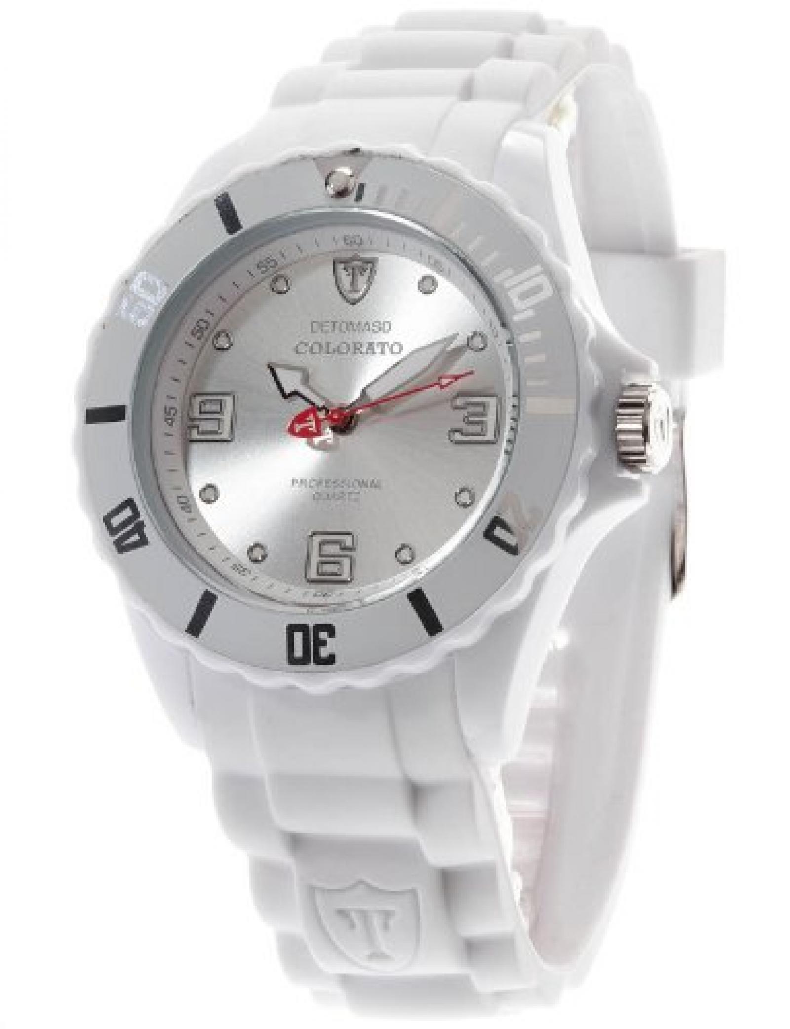 DeTomaso  Unisex-Armbanduhr COLORATO White Analog Quarz Silikon DT2012-A 