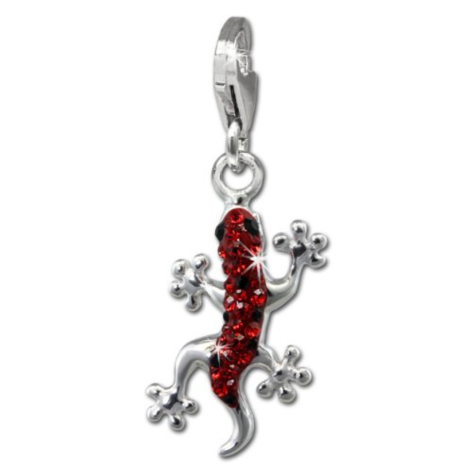 SilberDream Glitzer Charm Gecko rot Zirkonia Kristalle Anhänger 925 Silber für Bettelarmbänder Kette Ohrring GSC571R 