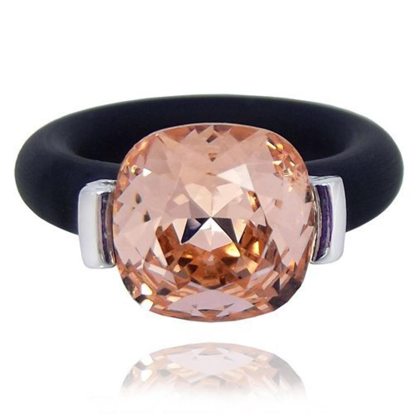 Ring mit SWAROVSKI ELEMENTS - Farbe Silber Light Peach Schwarz 