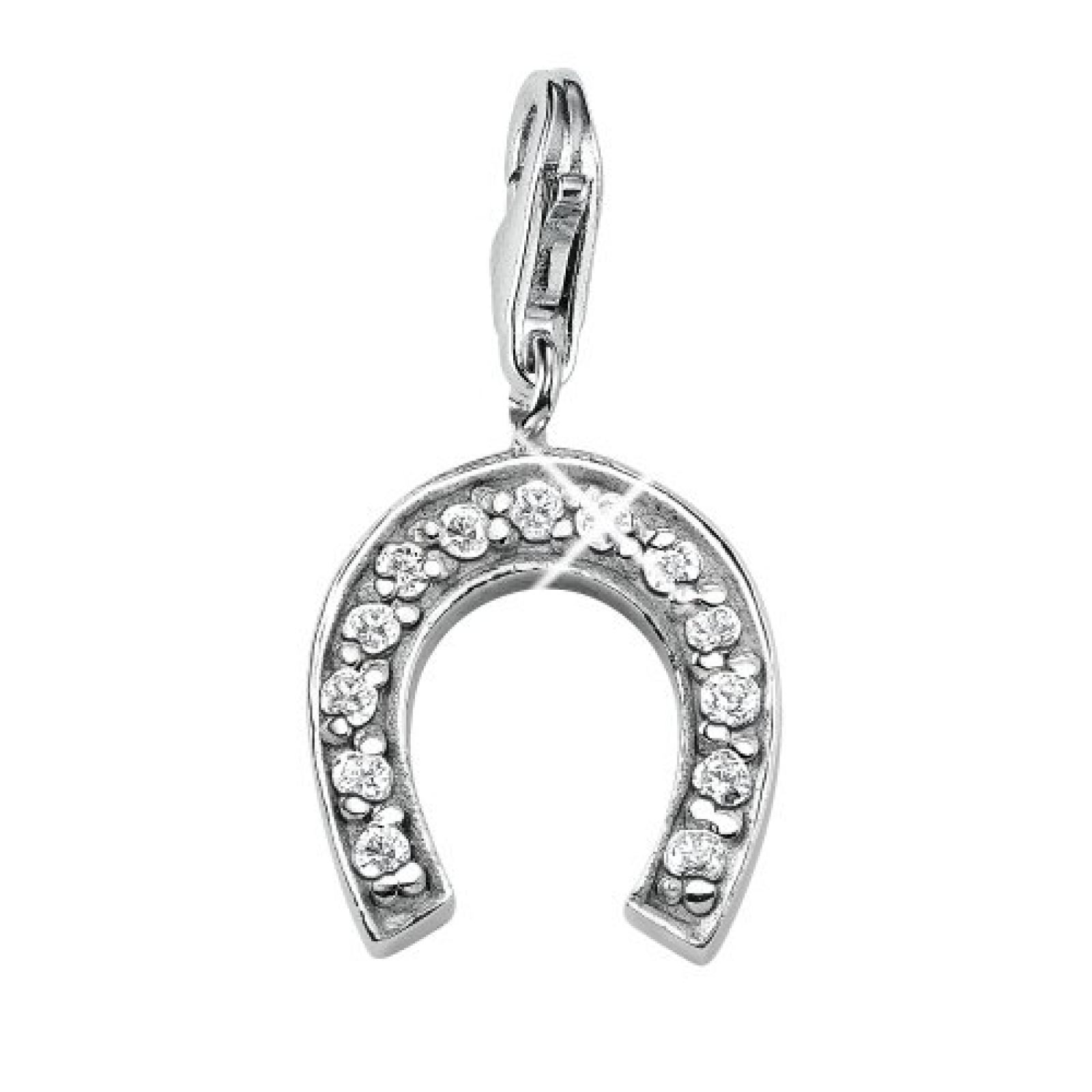 s.Oliver Damen-Charm 925 Sterling Silber Hufeisen Zirkonia synth. Länge ca. 12 mm 398725 