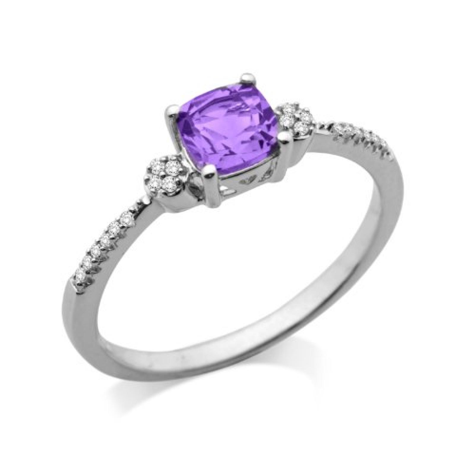 Miore Damen Ring 9 Karat (375) Weißgold Amethyst und Brillanten 