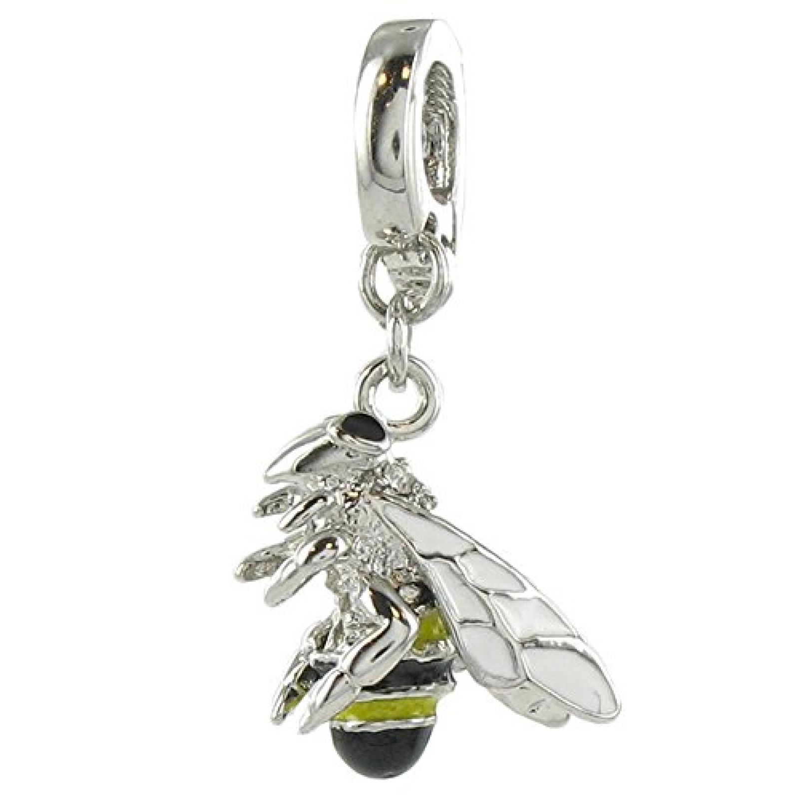 Quiges, Eligo Charms Silver Plated Silver plated Bee Charm für Viventy/Fossil 5mm Leather Armbands 