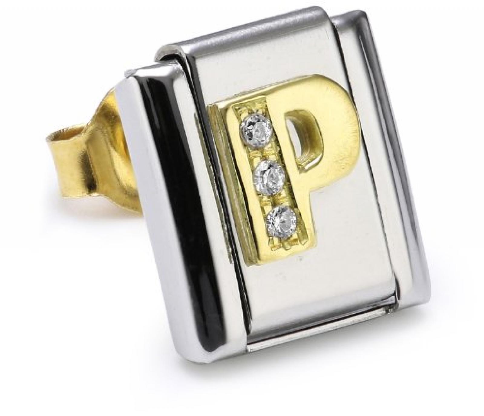 Nomination Ohrring CLASSIC LETTERS Edelstahl, 18-K-Gold u. Cub. Zirconia (P) 038304 