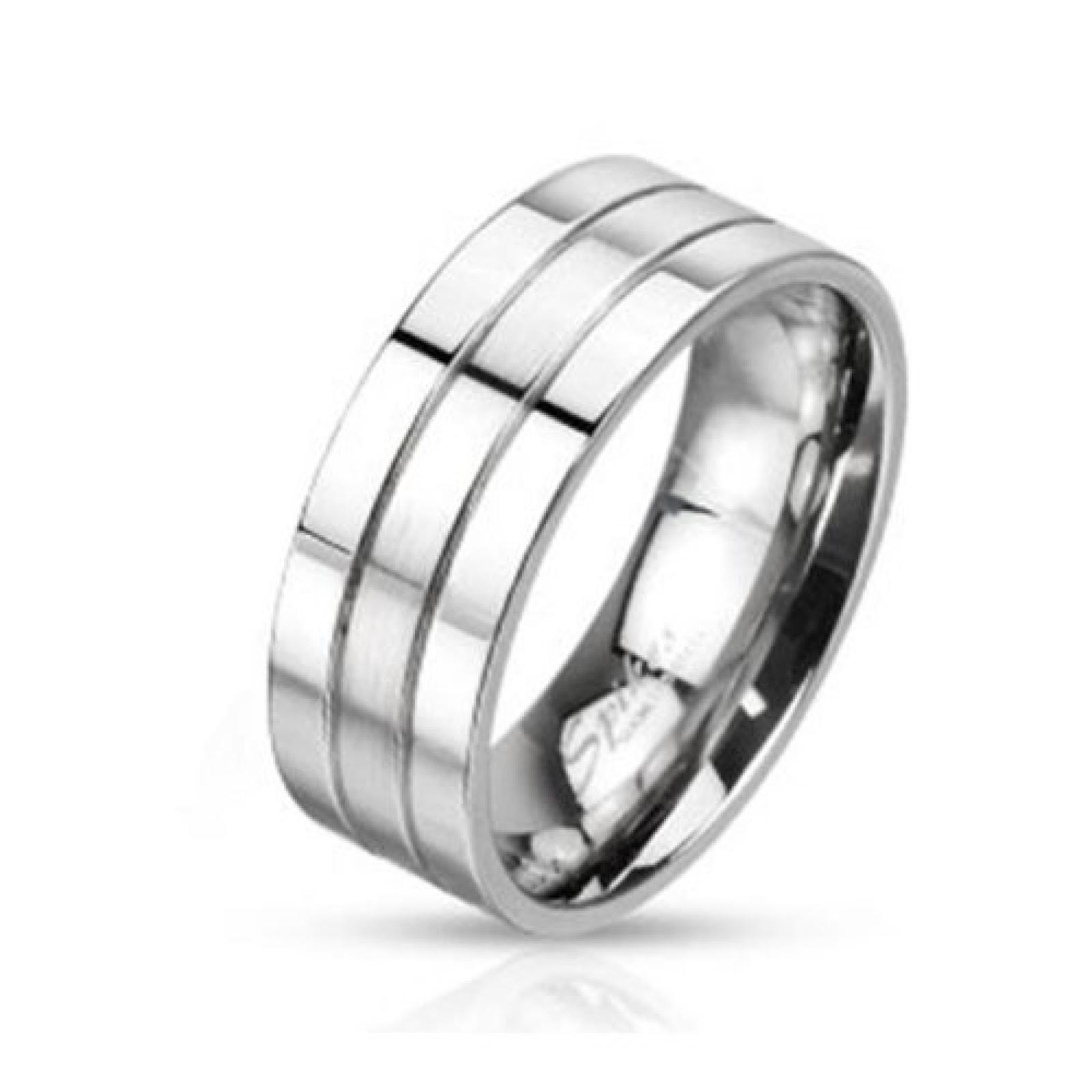 Coolbodyart Unisex Edelstahl Ring silber Zwei Rillen Mitte gebürstet 6mm Breite 9 Ringgrößen zur Auswahl verfügbare Ringgrößen 47 (15) - 69 (22) 