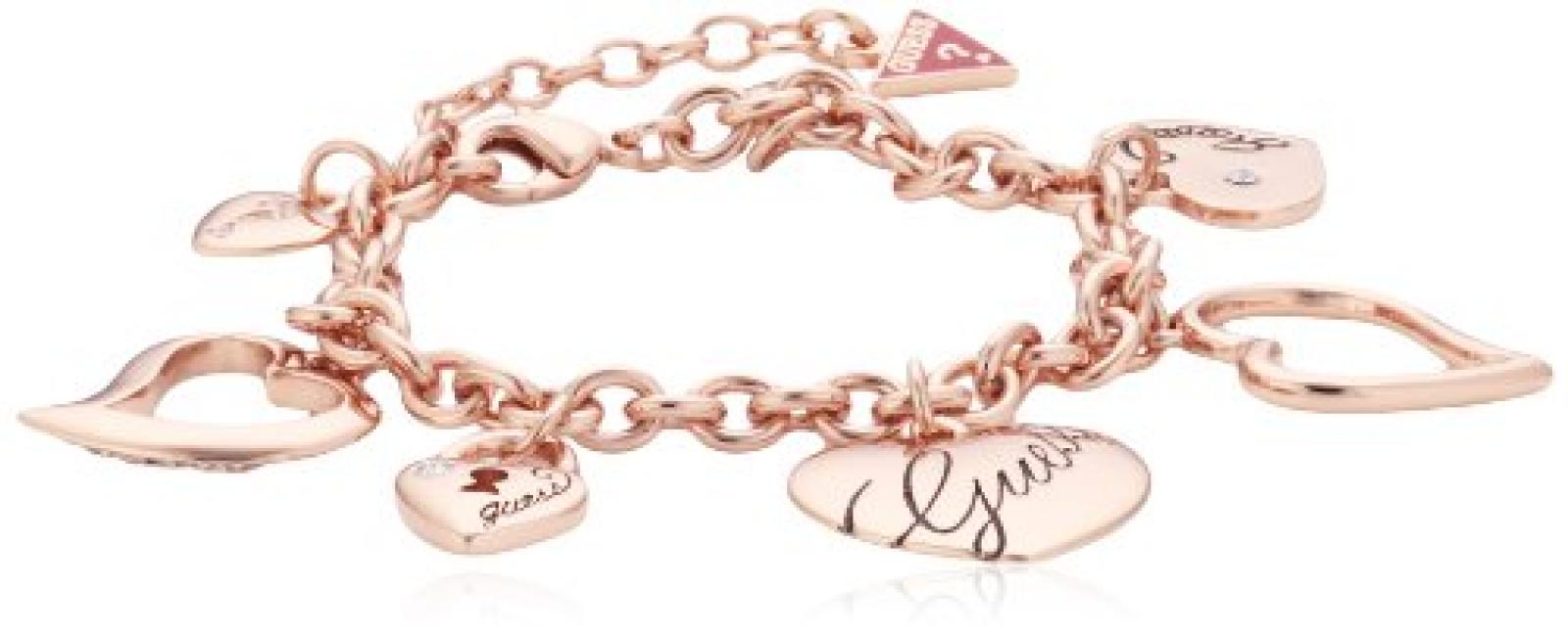 Guess Damen Armband Interlocking Love Edelstahl Kristall rosé vergoldet 17 cm UBB11395 