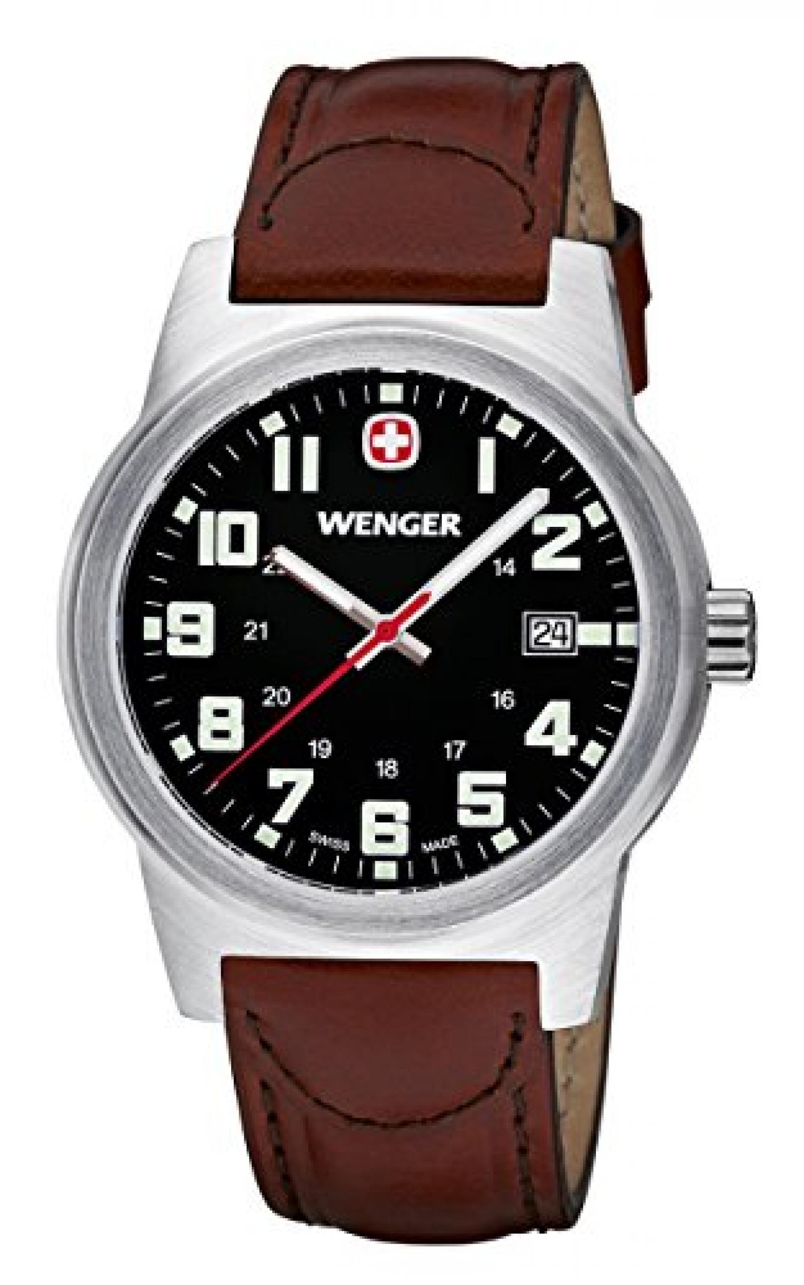 Wenger Herren-Armbanduhr XL Field Classic Analog Quarz Leder 72800W 