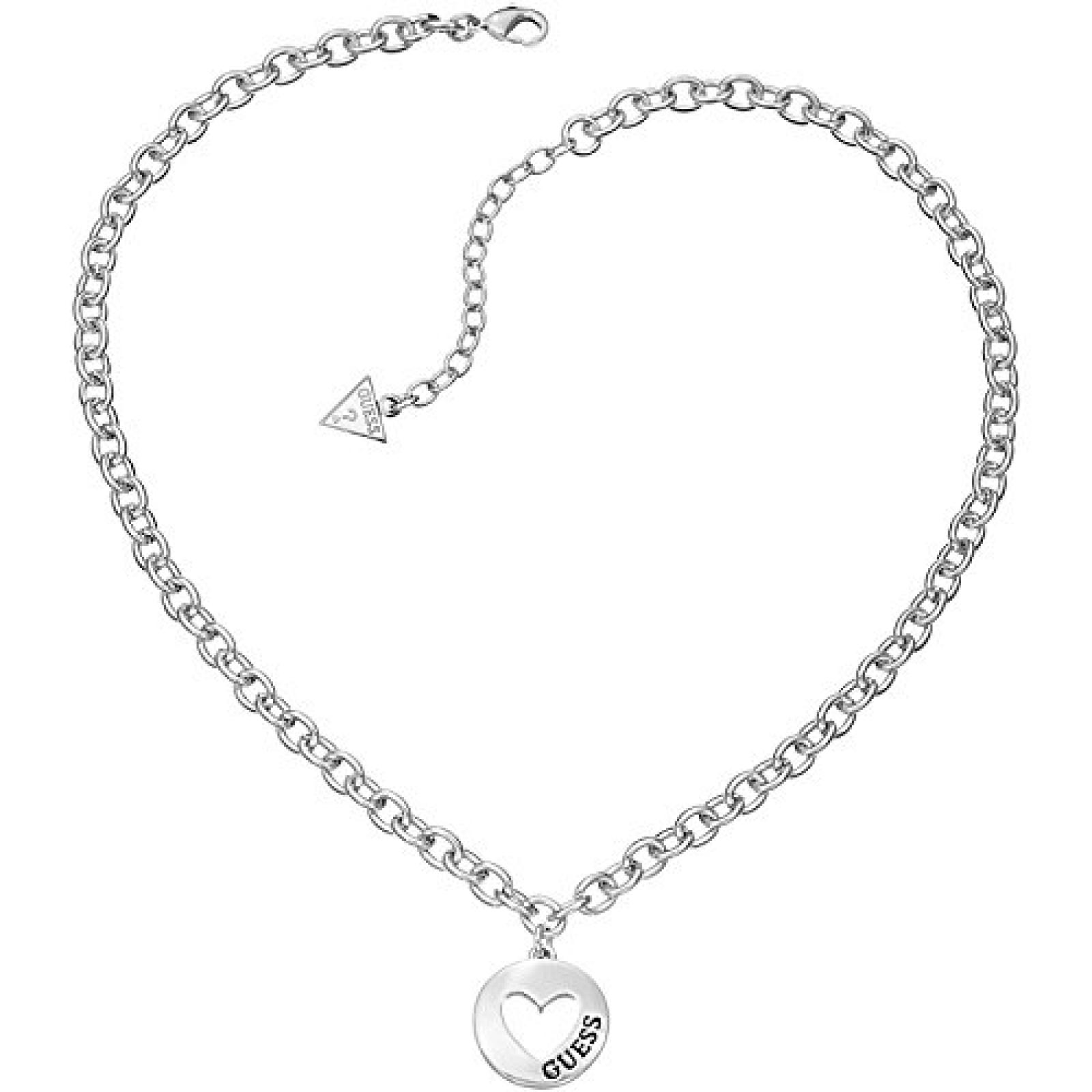 Guess Jewellery UBN51430 G Girl Coin Heart Stainless Pendant Necklace 