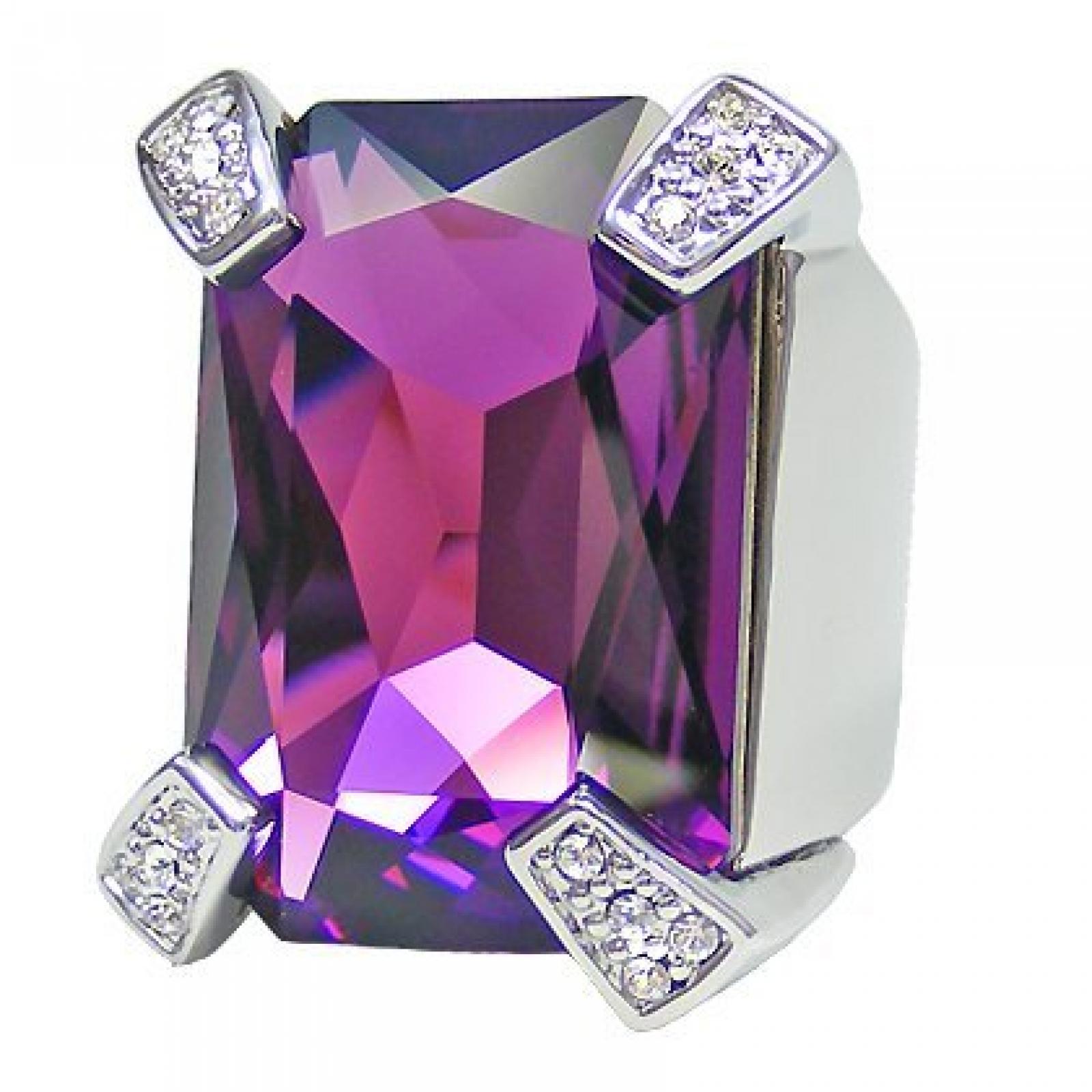 Ring mit Swarovski Elements - Farbe Silber - Amethyst - Größe 56 