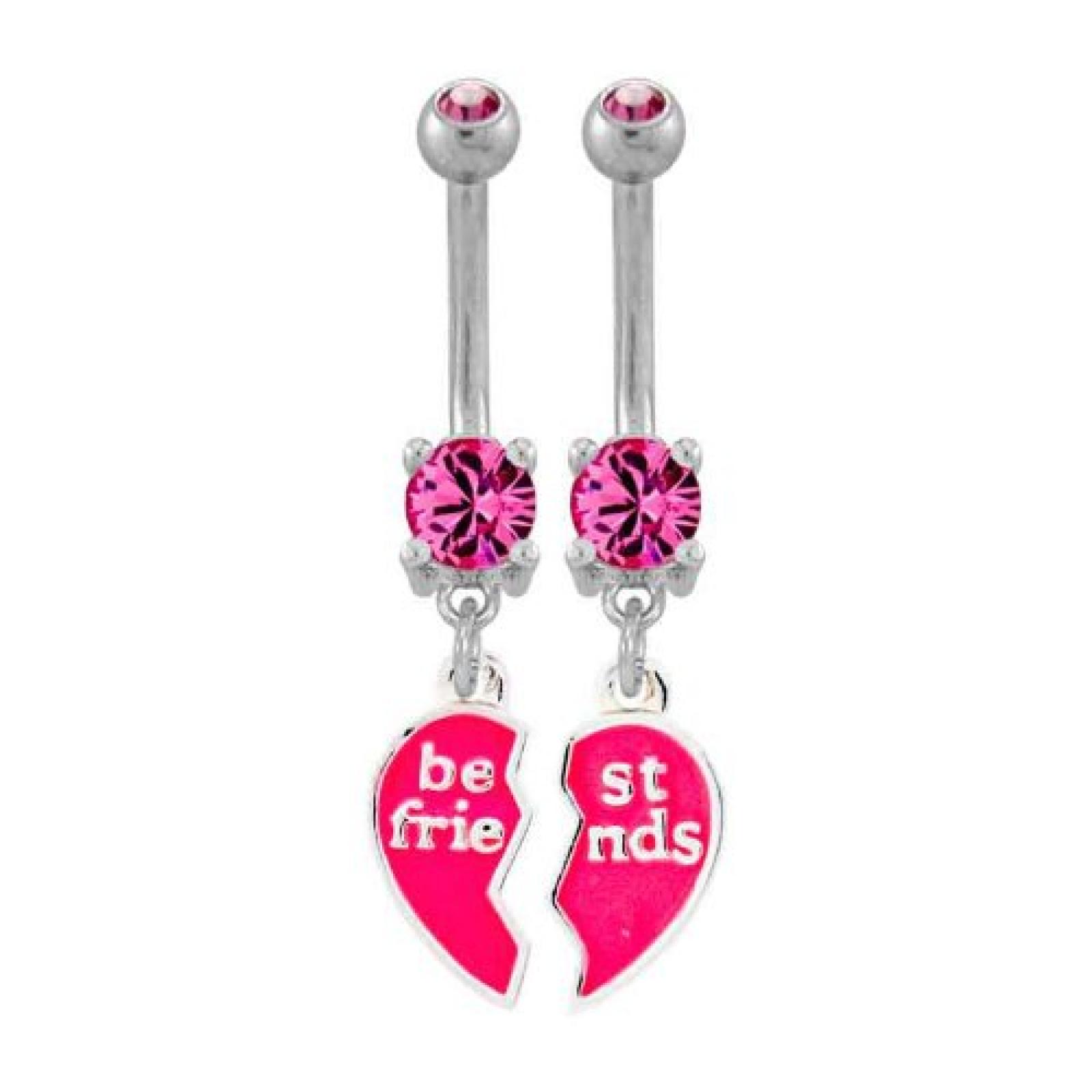 Metal Mafia Bauchnabelpiercing-Set BEST FRIENDS & HEART 