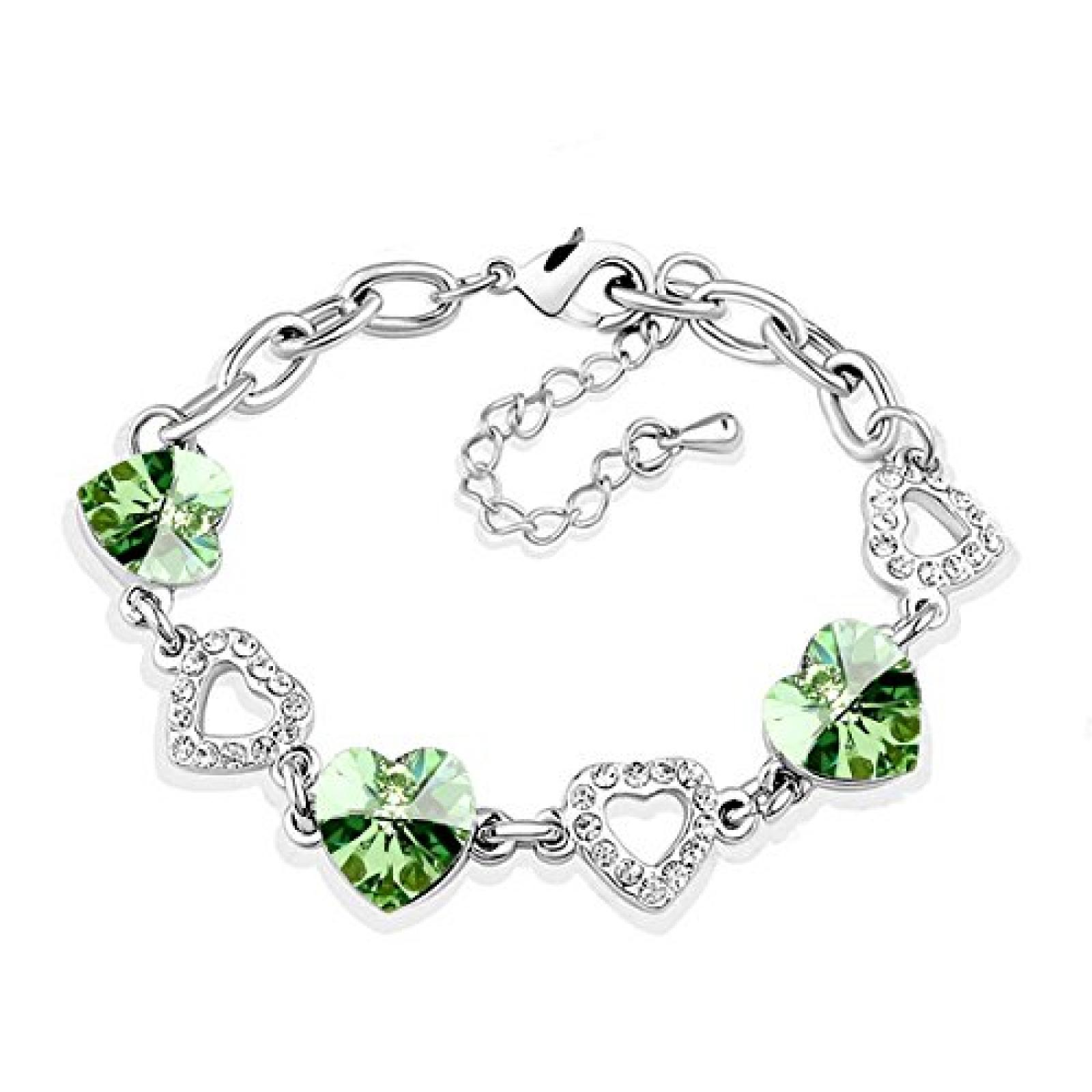 Le Premium® Kleeblatt Kristall Charme Armbänder herzförmigen Swarovski Peridot Grün kristalle 