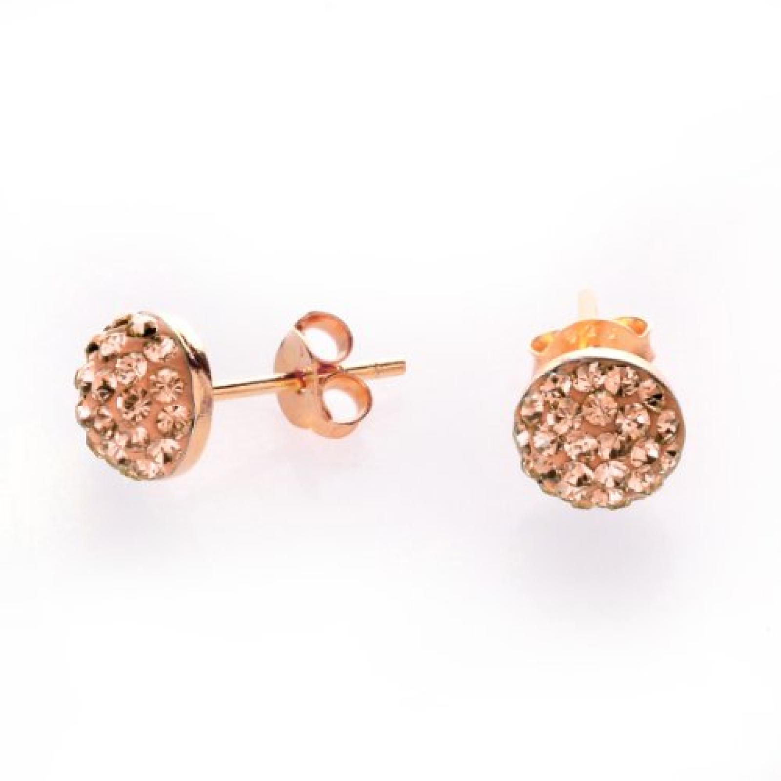 Karisma Damen Ohrstecker Halbkugel - Silber 925 Rosé Gold beschichtet mit Swarovski Elements - 1047ERG1.CZ -7mm 