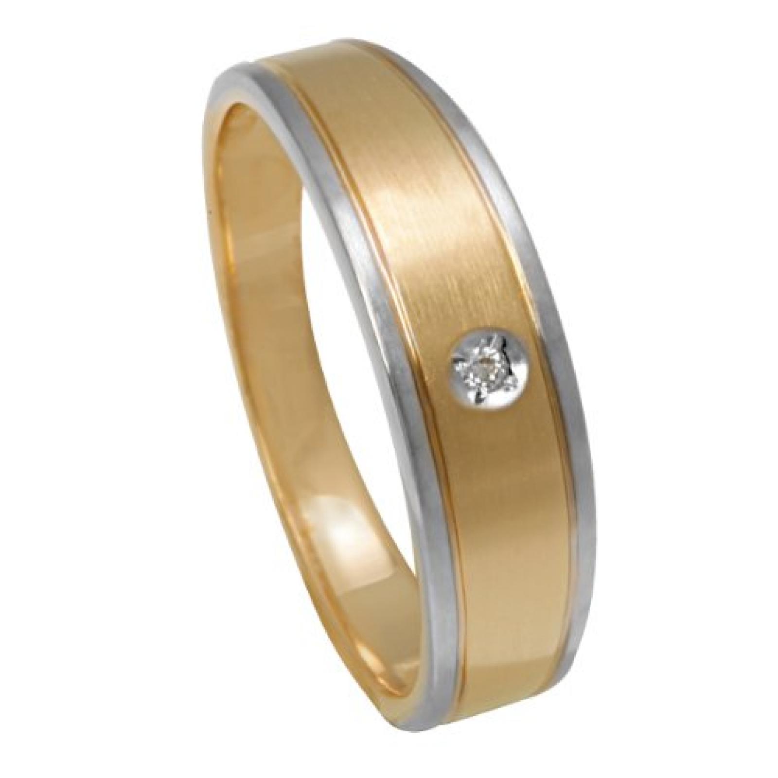 Bella Donna Damen-Ring 375 Gelbgold teilrhodiniert 1 Diamant 