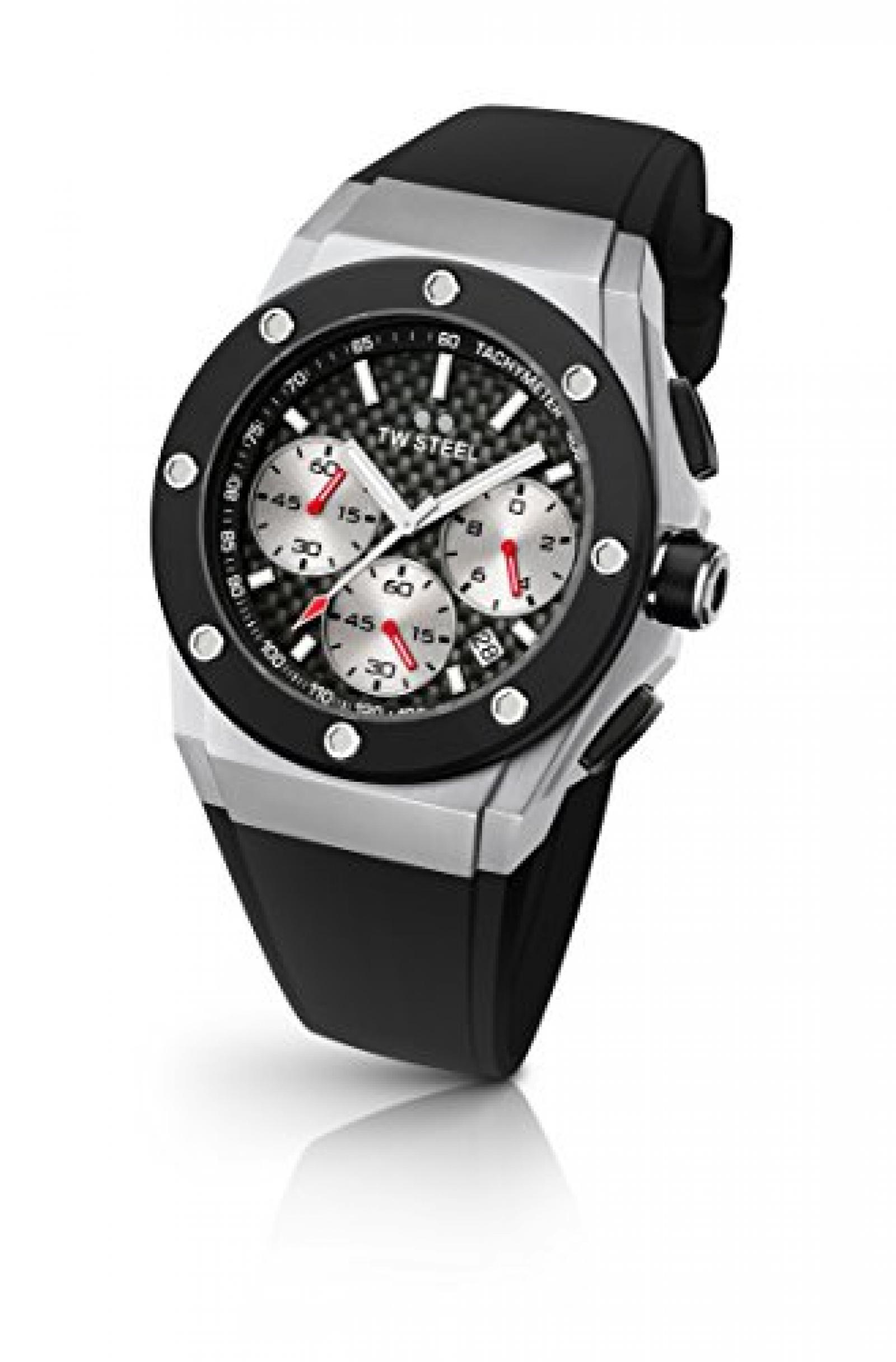 TW Steel Unisex-Armbanduhr CEO Tech David Coulthard Edition Chronograph Silikon Schwarz CE4019 