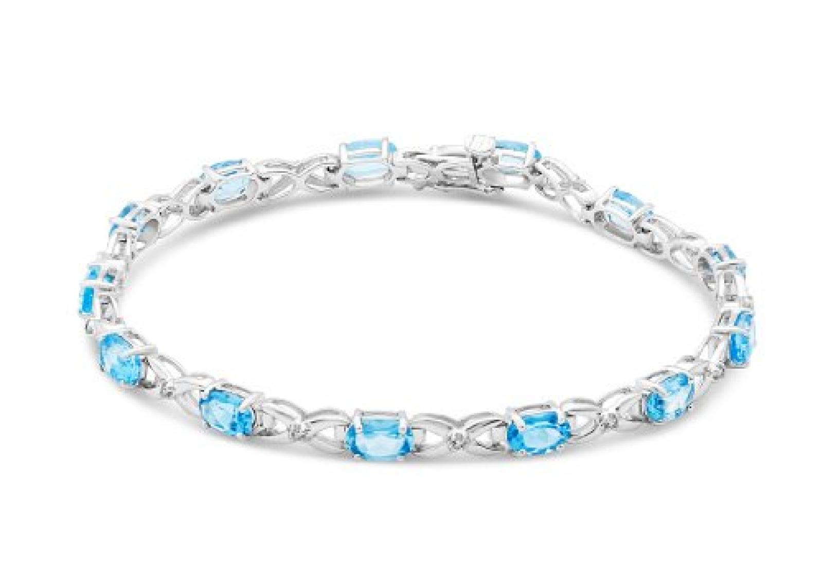 Miore Damen-Armband Blau Topas und Brillanten 9 Karat 375 Weißgold SA964B 