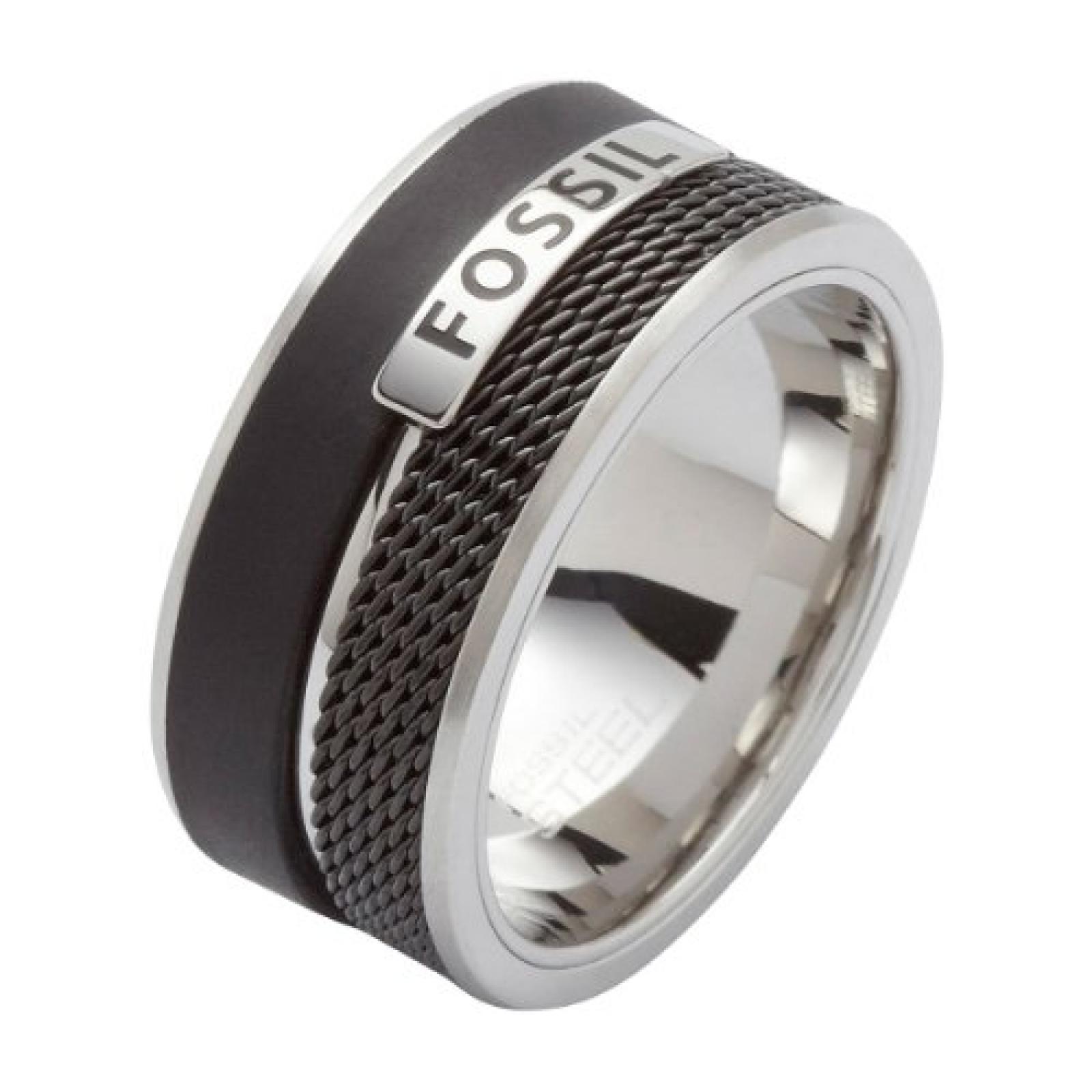 Fossil Herren-Ring Edelstahl PU schwarz ionisiert Gr.19 JF86390040 