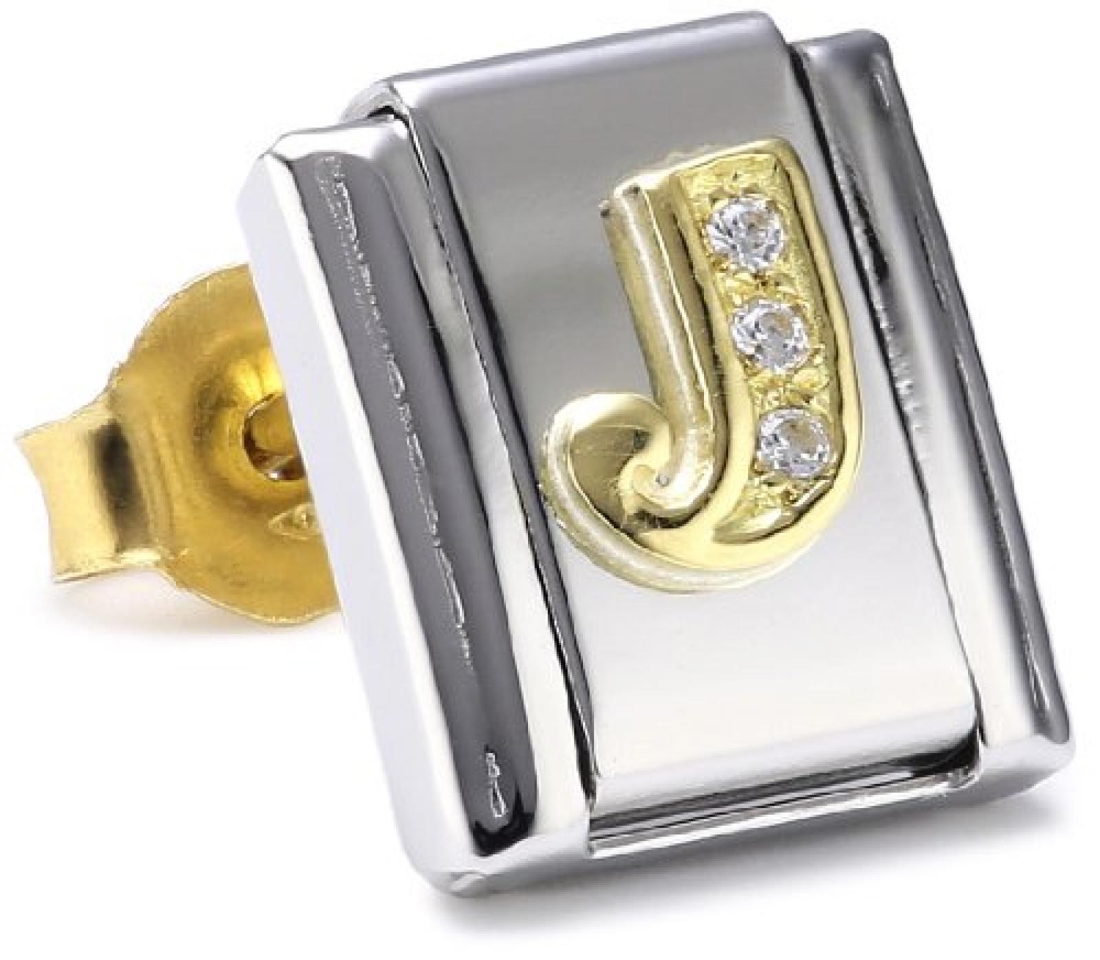 Nomination Ohrring CLASSIC LETTERS Edelstahl, 18-K-Gold u. Cub. Zirconia (J) 038304 