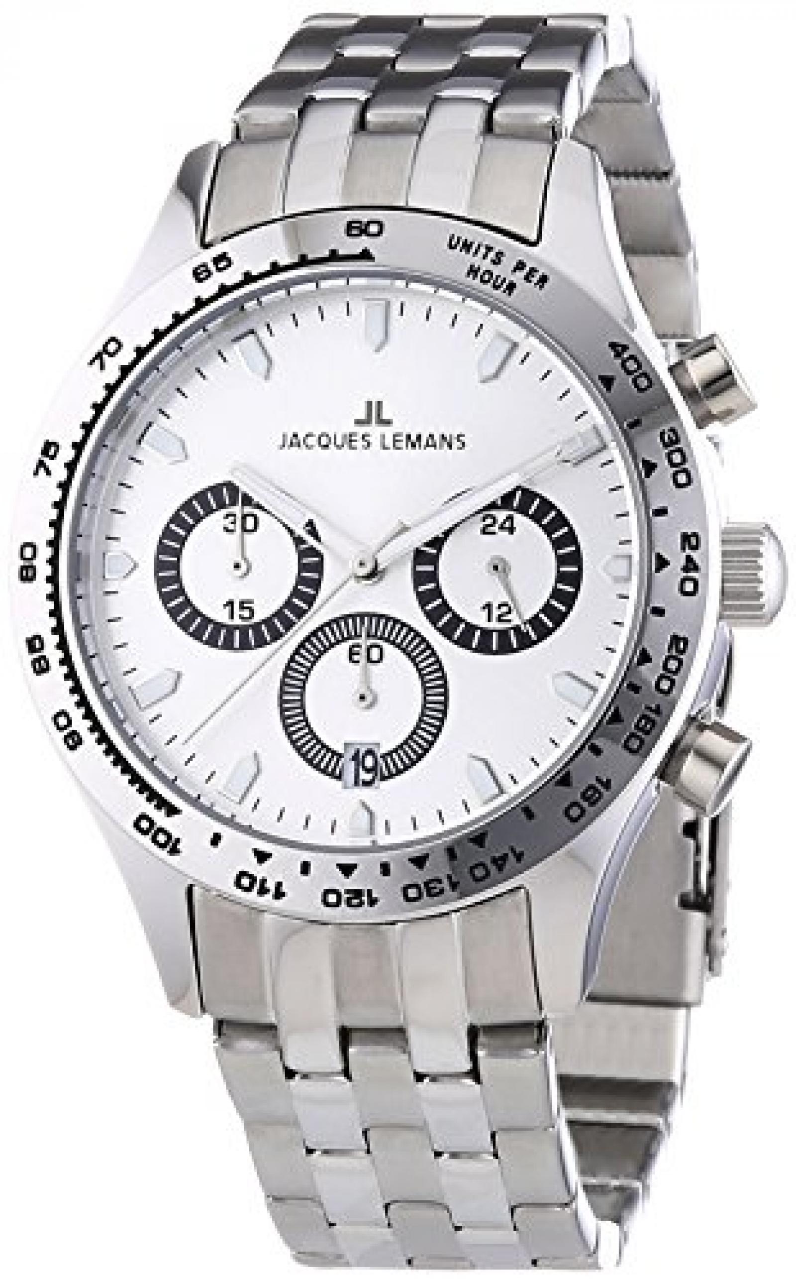 Jacques Lemans Herren-Armbanduhr XL Capri Chronograph Quarz Edelstahl 1-1329D 