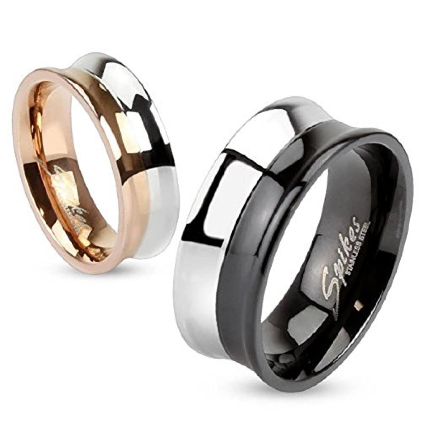 Coolbodyart Edelstahl Unisex Ring silber schwarz rosegold Concave Line mit abgerundeten Kanten verfügbare Ringgrößen 47 (15) - 69 (22) 