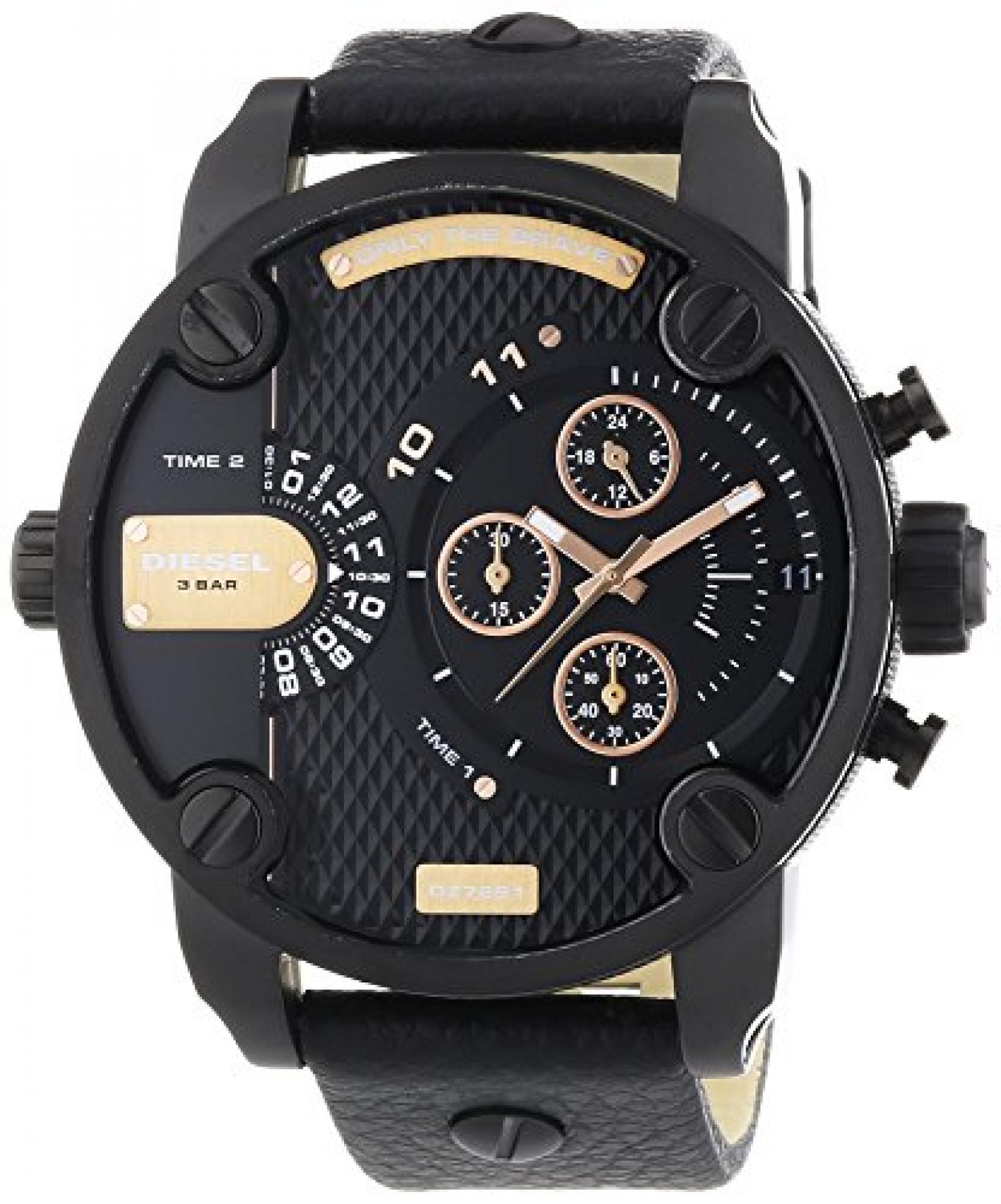 Diesel Herren-Armbanduhr XL Little Daddy Chronograph Quarz Leder DZ7291 